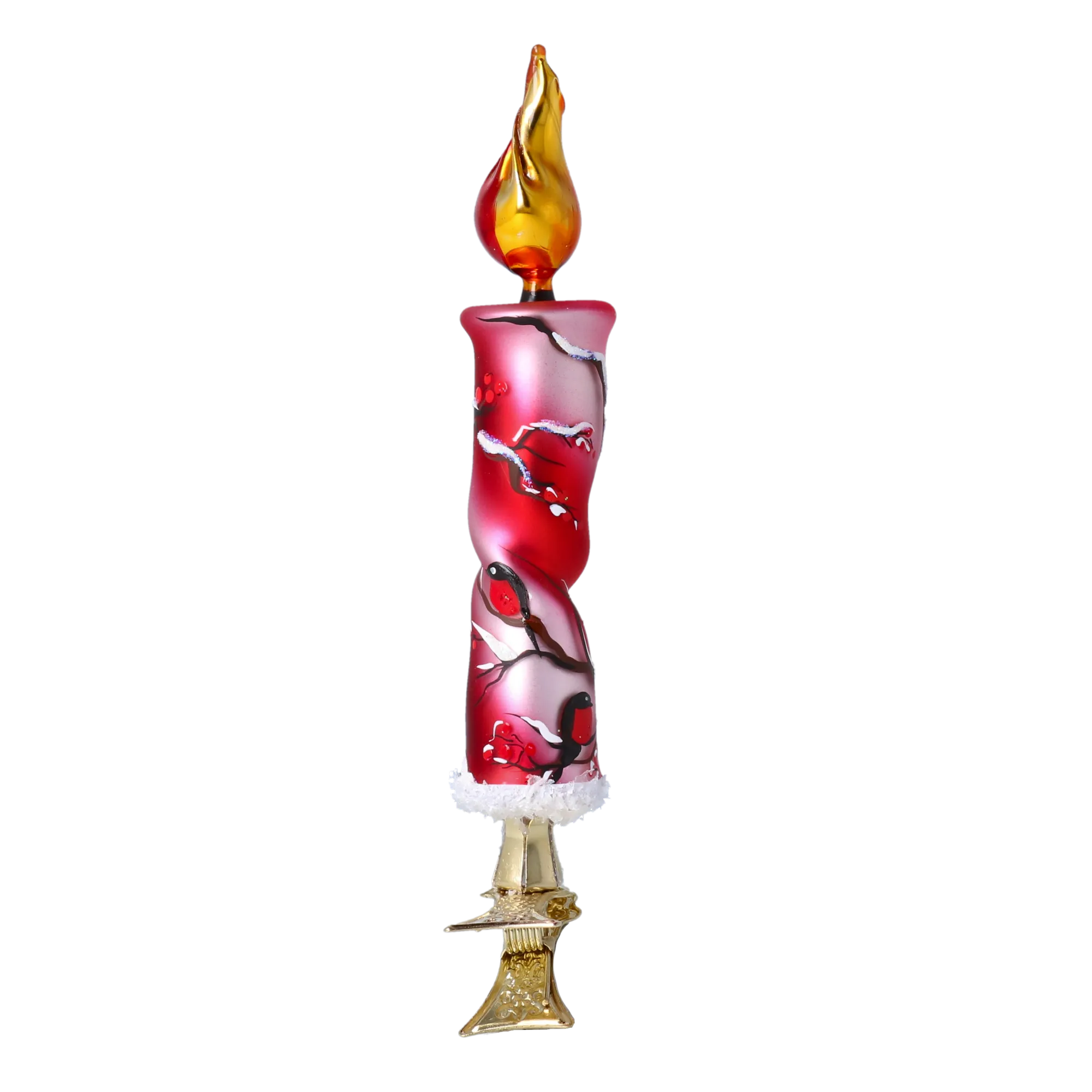Winter Bullfinch Candle Handmade Glass Christmas ornaments Candle 2022-635