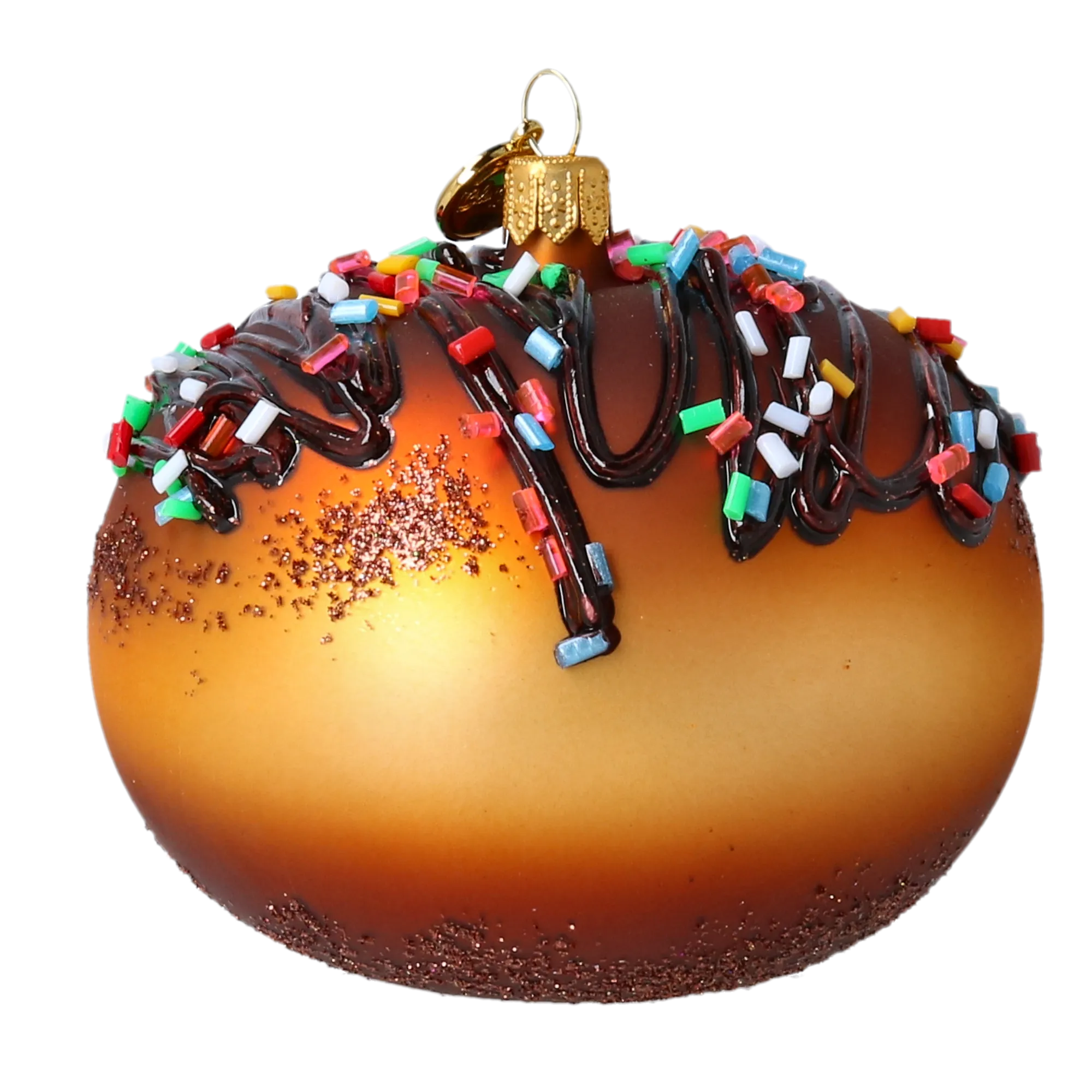 Gilded Chocolate Glazed Donut Premium christmas glass ornament 2022-649