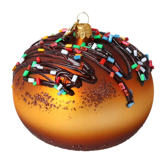 Gilded Chocolate Glazed Donut Premium christmas glass ornament 2022-649
