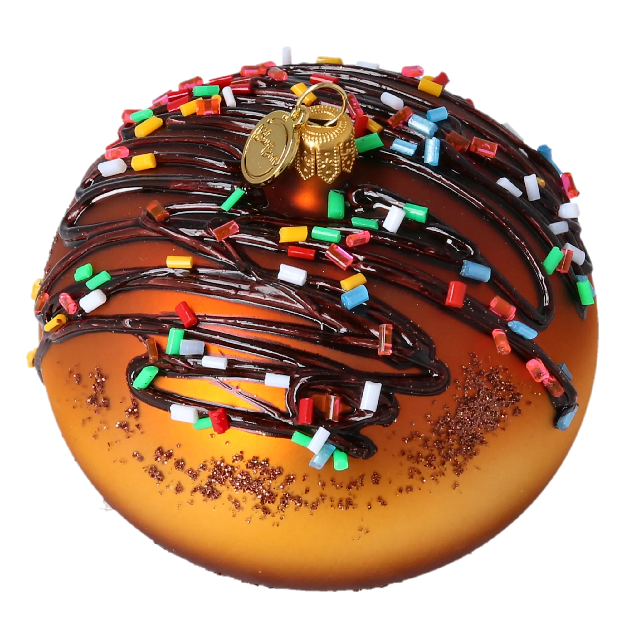 Gilded Chocolate Glazed Donut Premium christmas glass ornament 2022-649