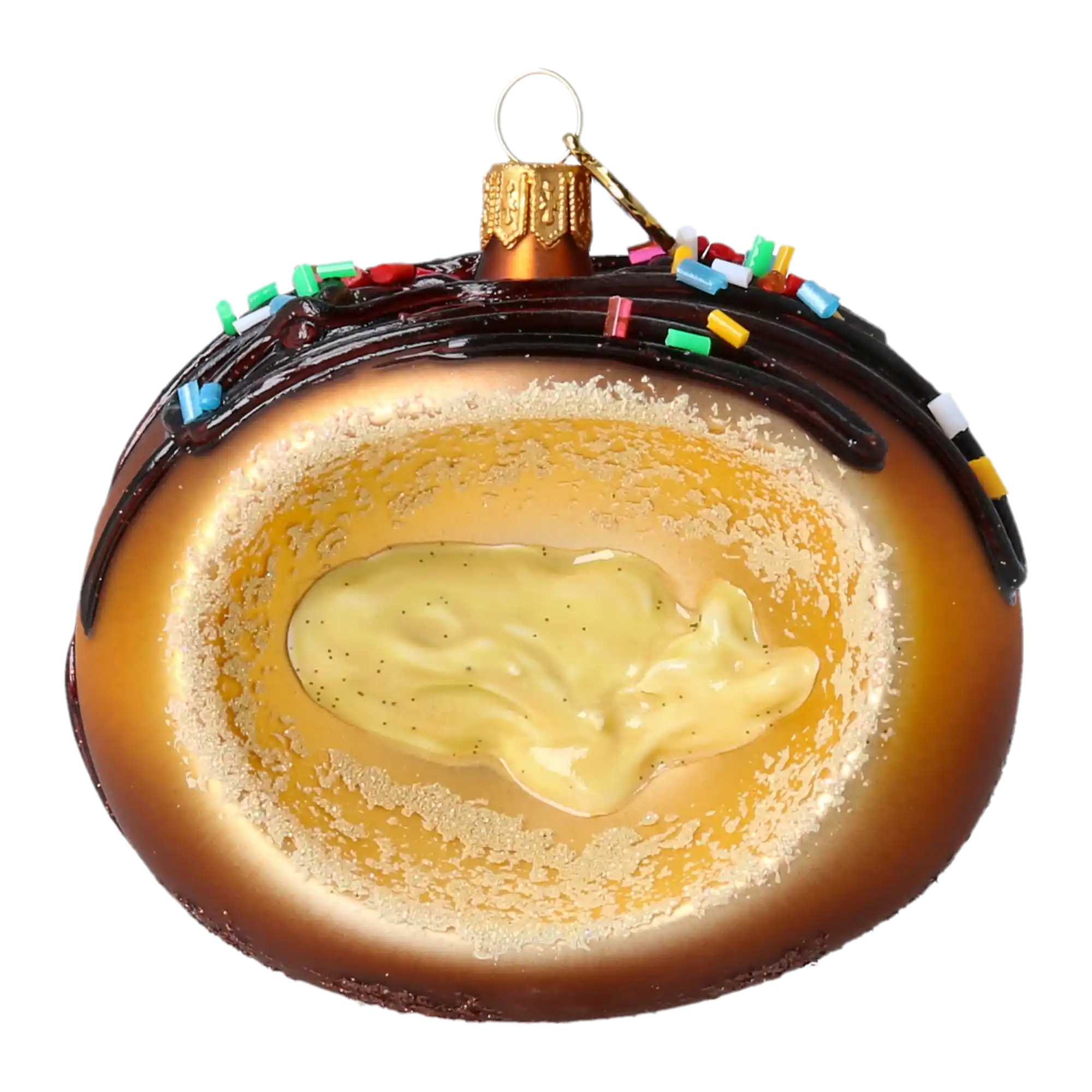 Pączek z polewą i budyniem Szklana Ozdoba