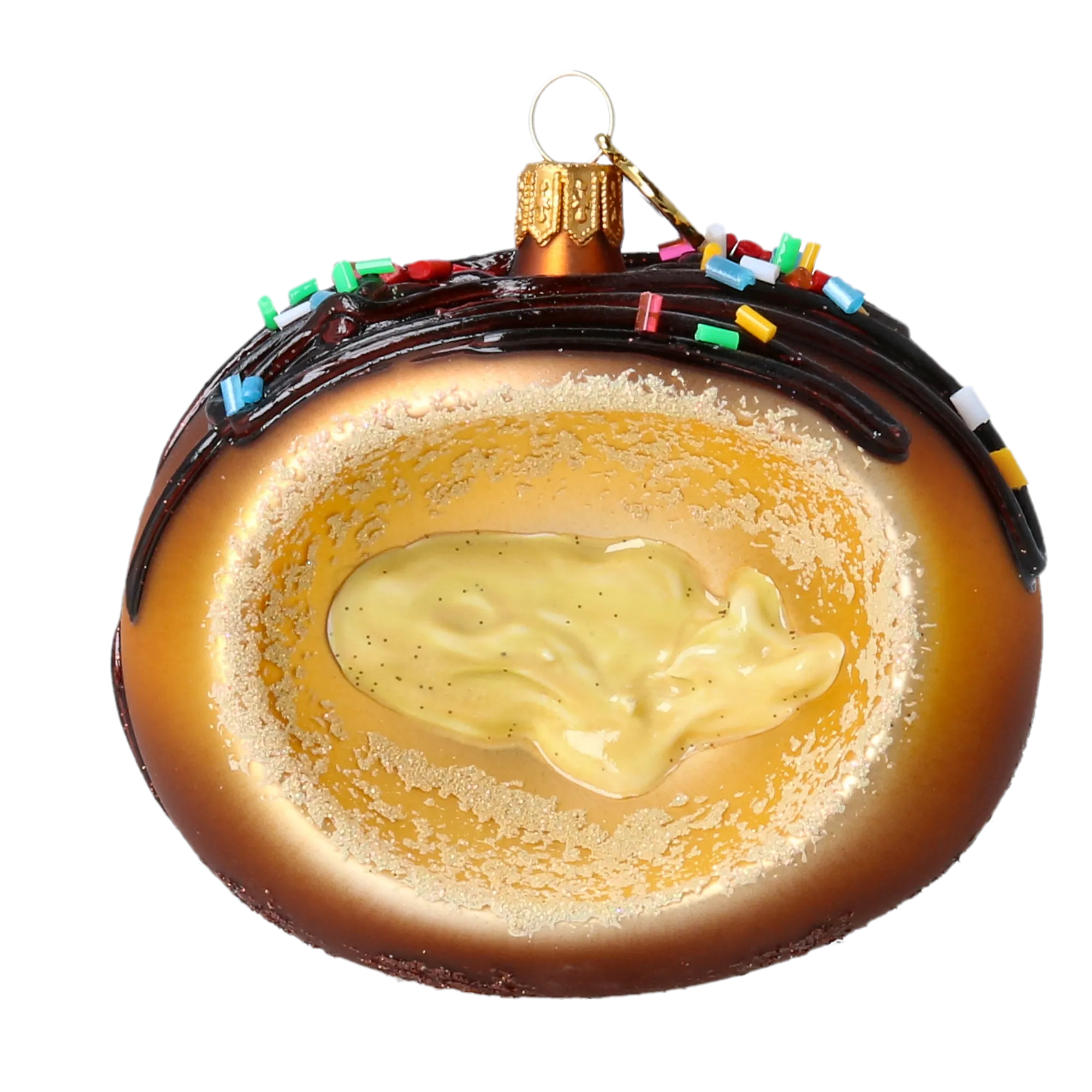 Gilded Cocoa Glaze Donut Premium christmas glass ornament 2022-650