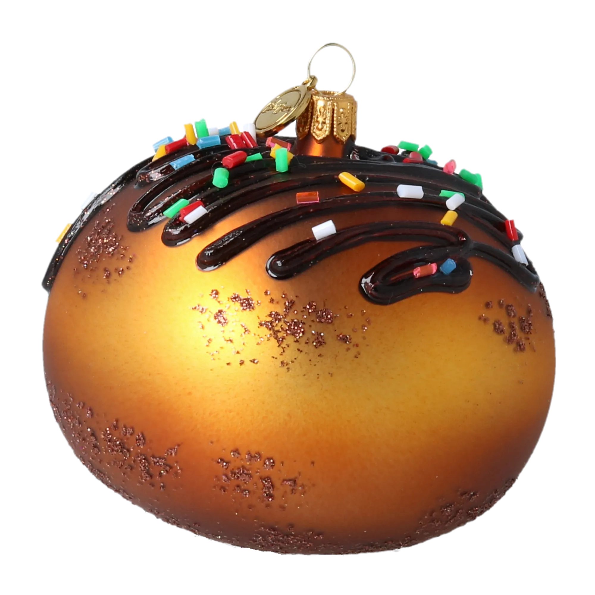 Gilded Cocoa Glaze Donut Premium christmas glass ornament 2022-650