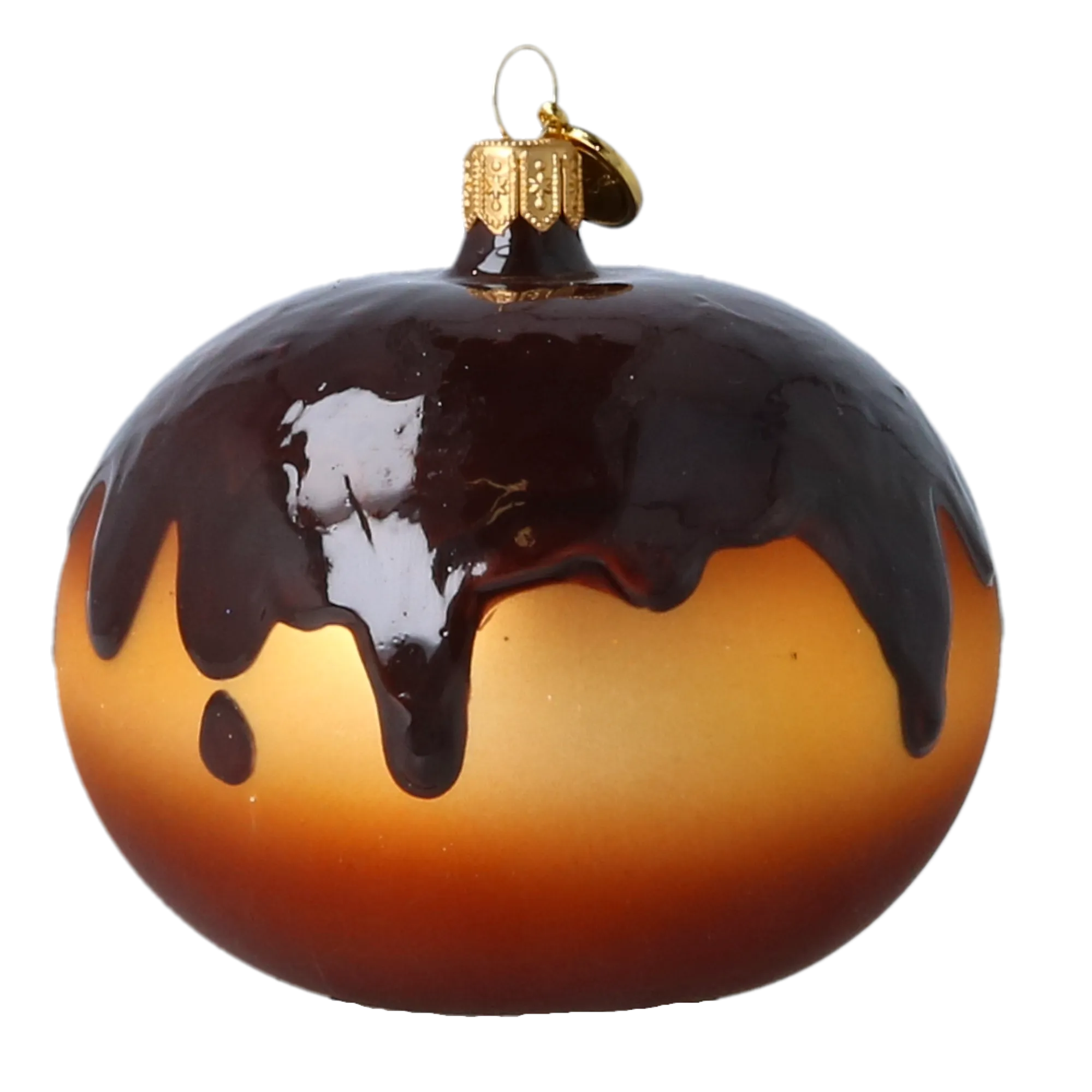 Chocolate Glazed Amber Donut Premium christmas glass ornament 2022-652