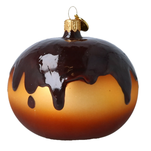 Chocolate Glazed Amber Donut Premium christmas glass ornament 2022-652