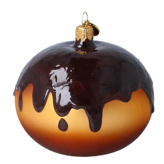 Chocolate Glazed Amber Donut Premium christmas glass ornament 2022-652