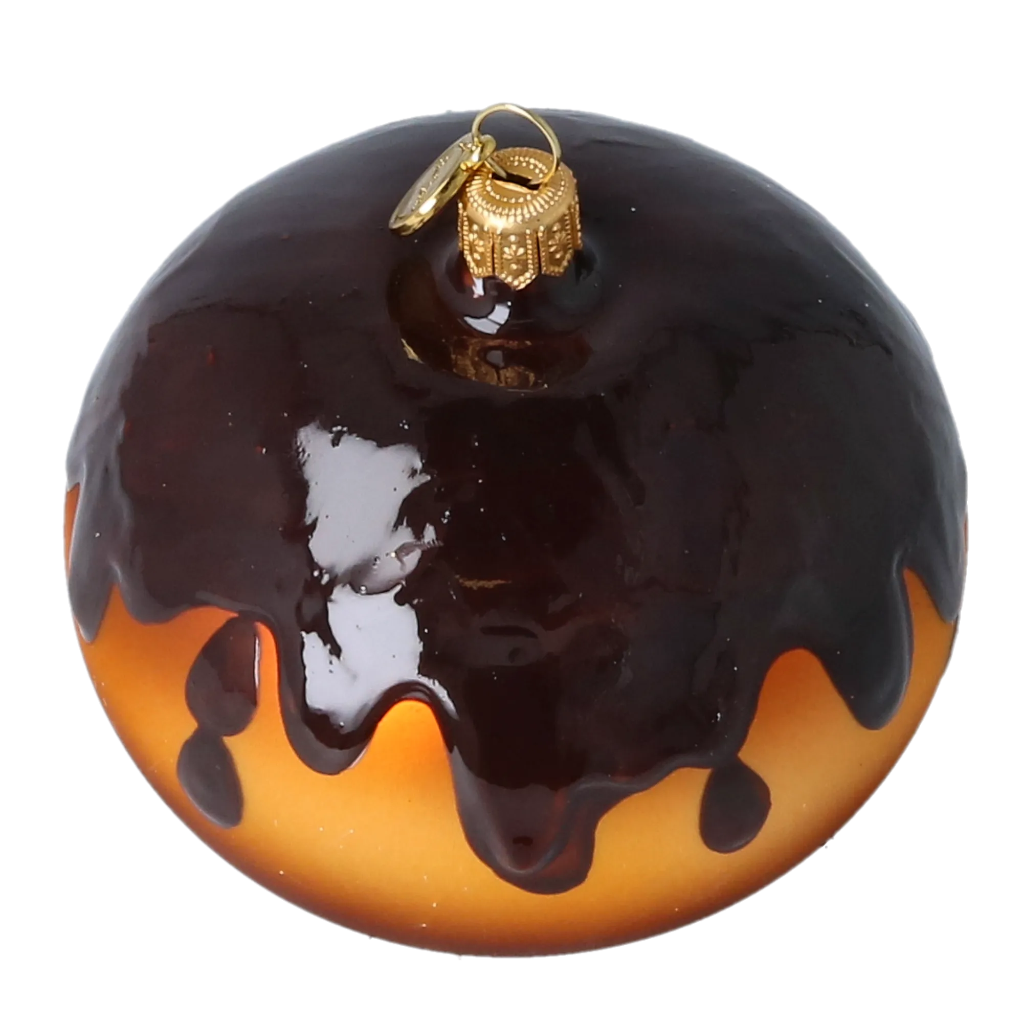 Chocolate Glazed Amber Donut Premium christmas glass ornament 2022-652