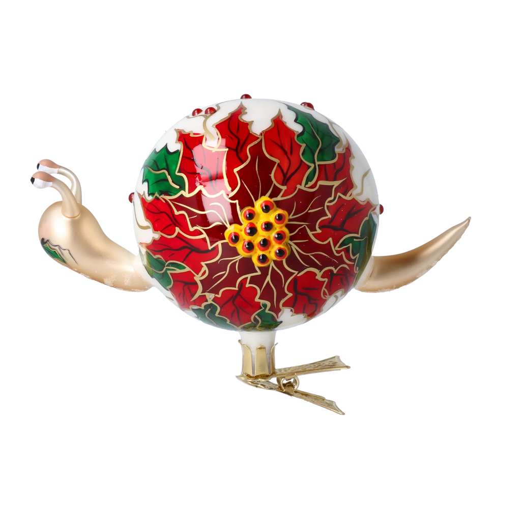 Quiet Poinsettia Wanderer | Hand-Painted Glass Ornament | Blubom 2022-656