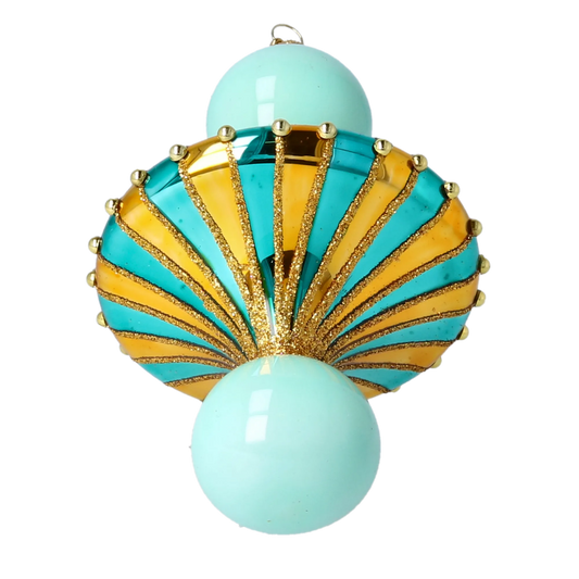 Gilded Aquamarine Sunburst Drop Premium christmas glass ornament 2022-657