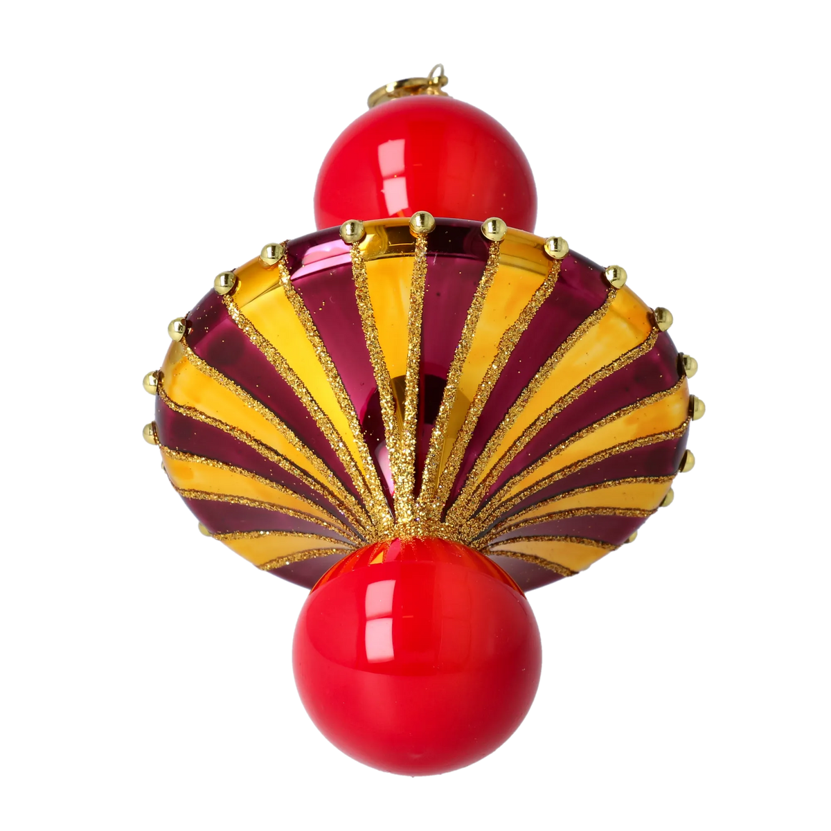 Gilded Scarlet Meridian | Hand-Painted Glass Ornament | Blubom 2022-659