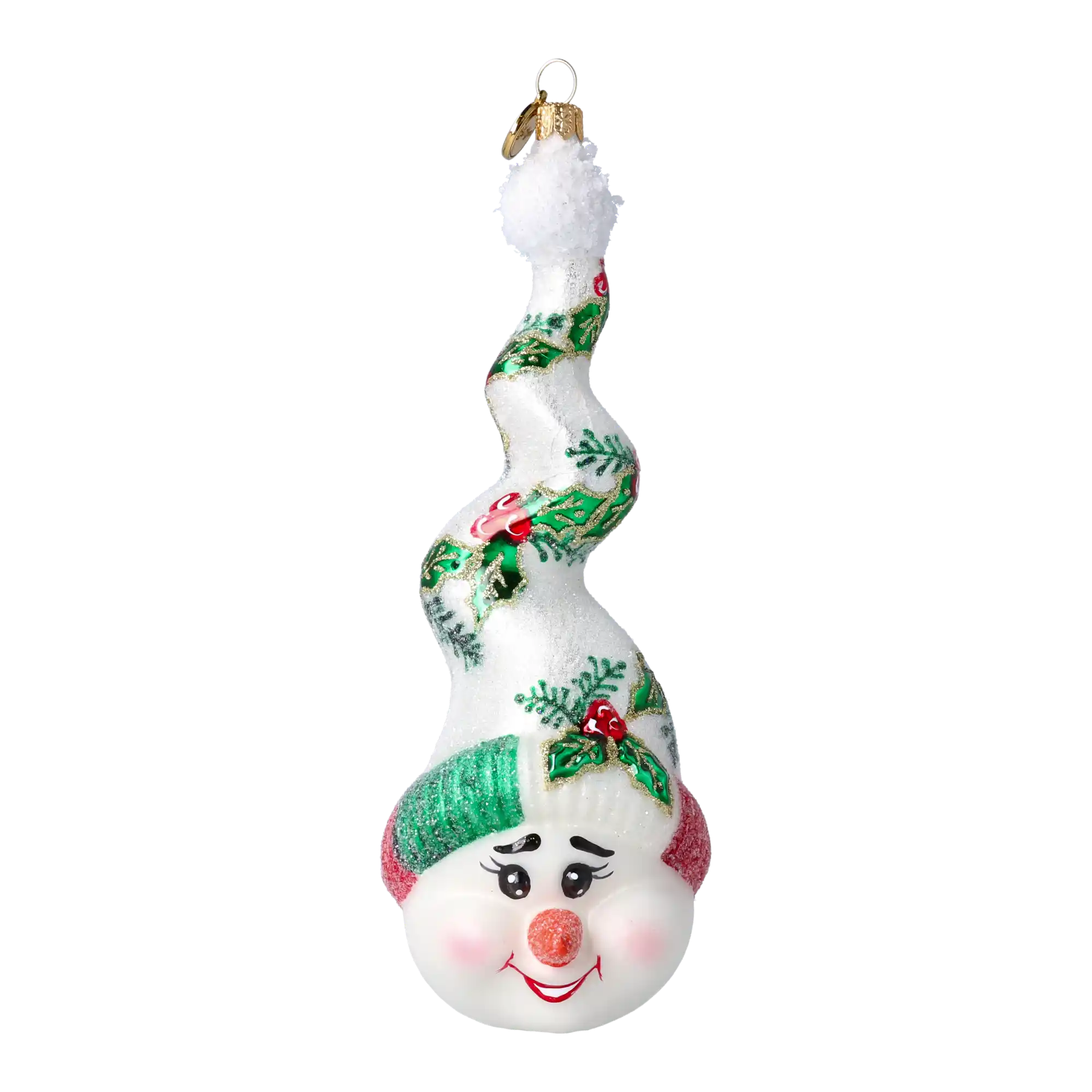 Bałwanek W Kręconej Czapce Szklana Ozdoba