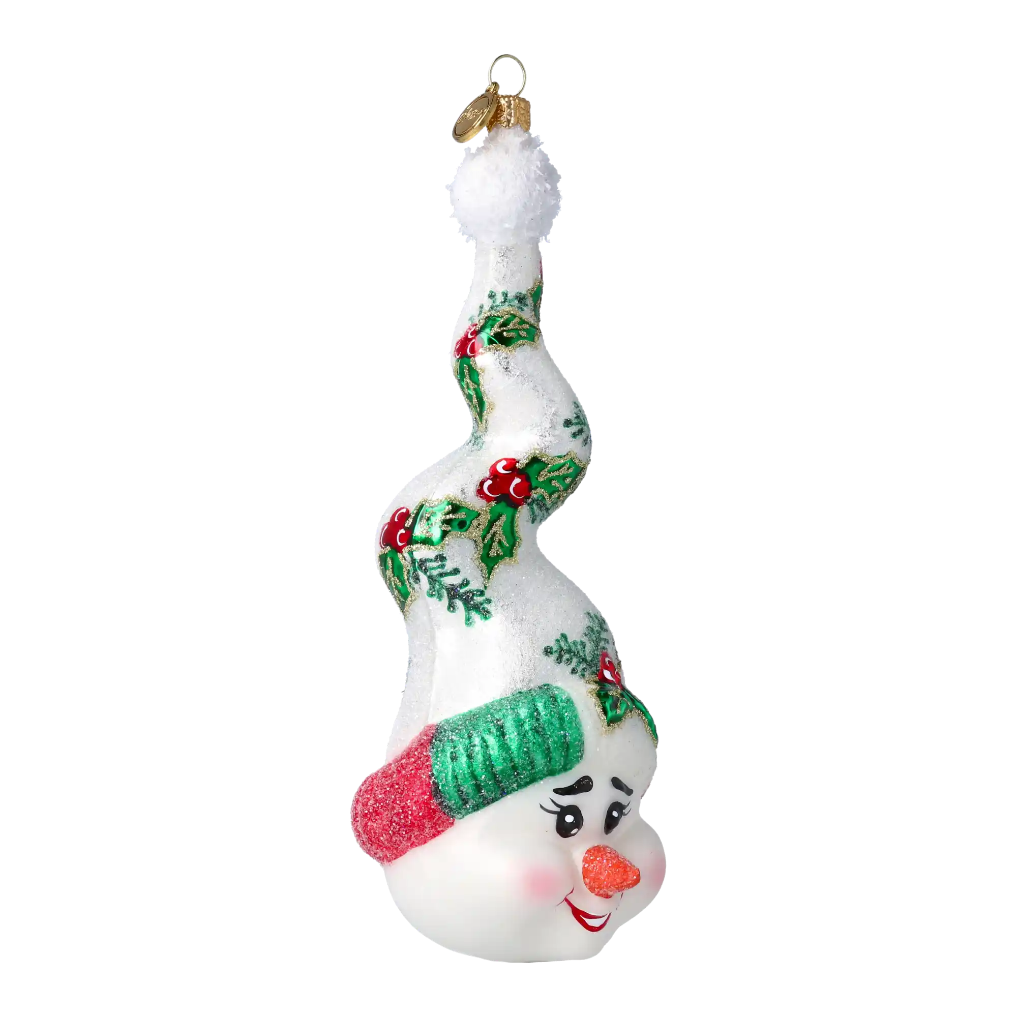 Bałwanek W Kręconej Czapce Szklana Ozdoba