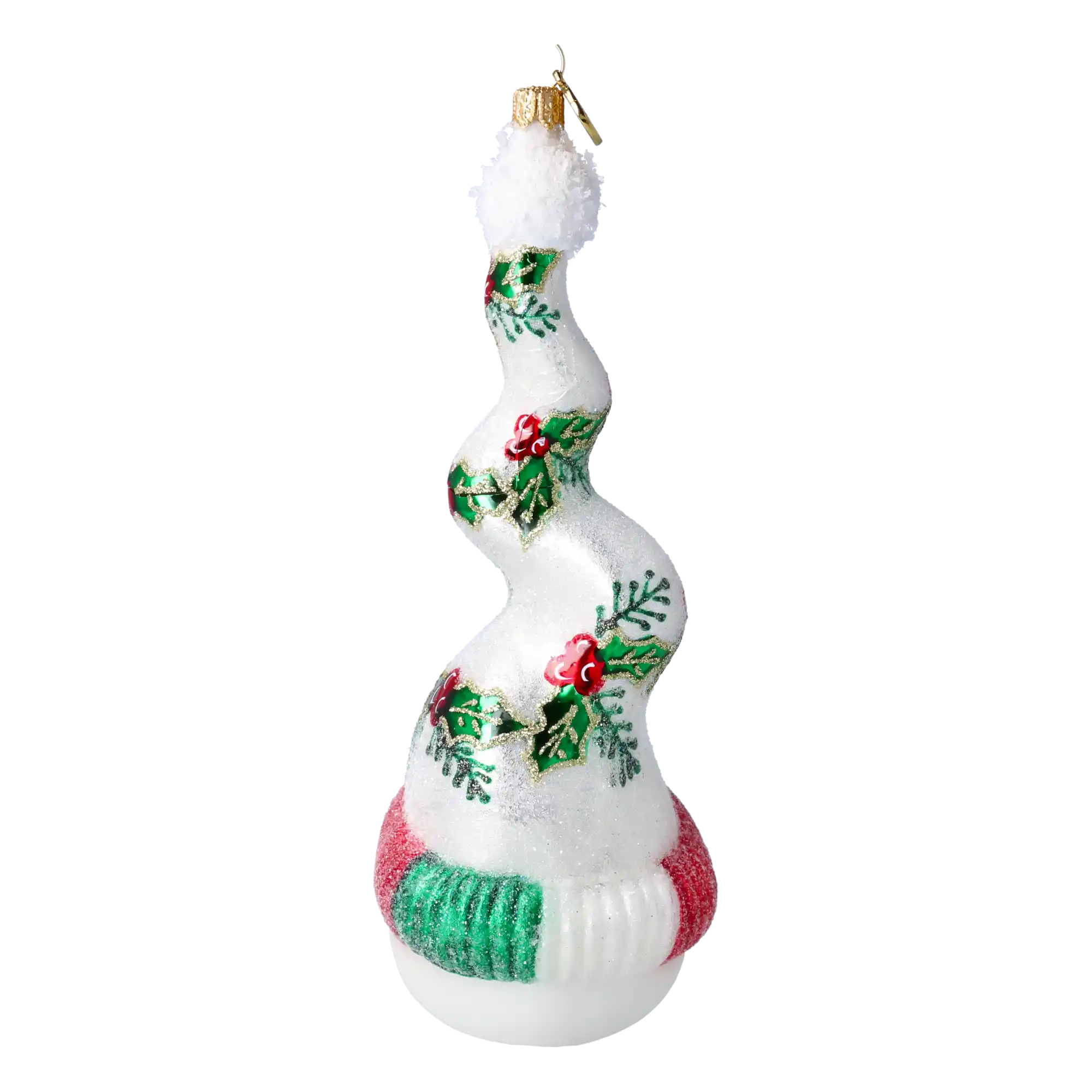 Bałwanek W Kręconej Czapce Szklana Ozdoba