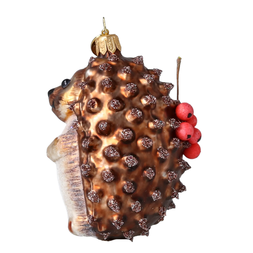 Hedgehog Crimson Provisions | Hand-Painted Glass Ornament | Blubom 2022-666