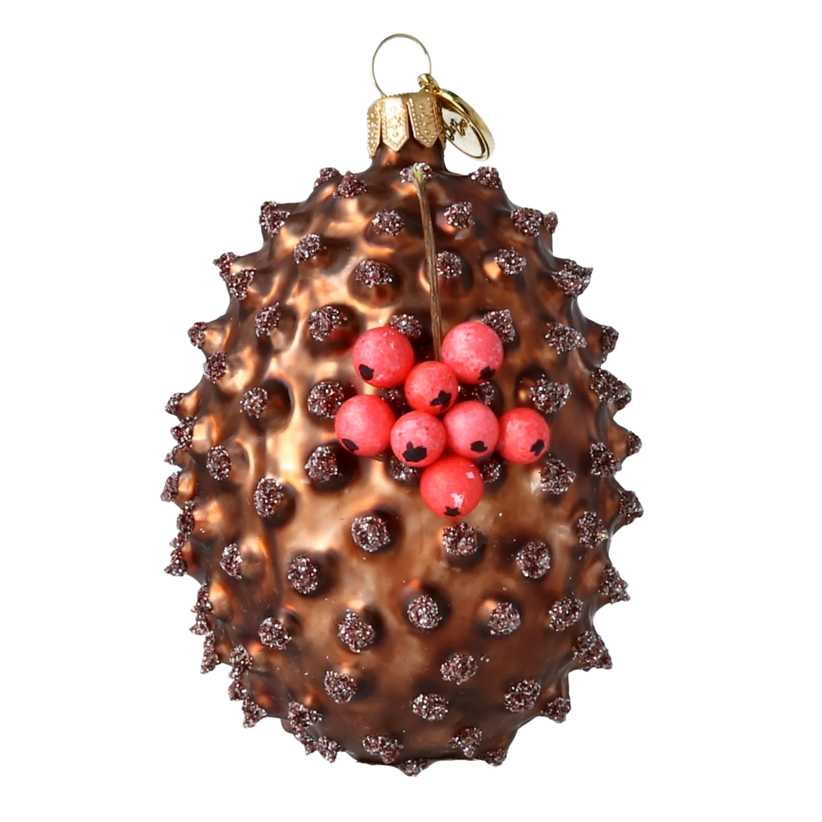 Hedgehog Crimson Provisions | Hand-Painted Glass Ornament | Blubom 2022-666