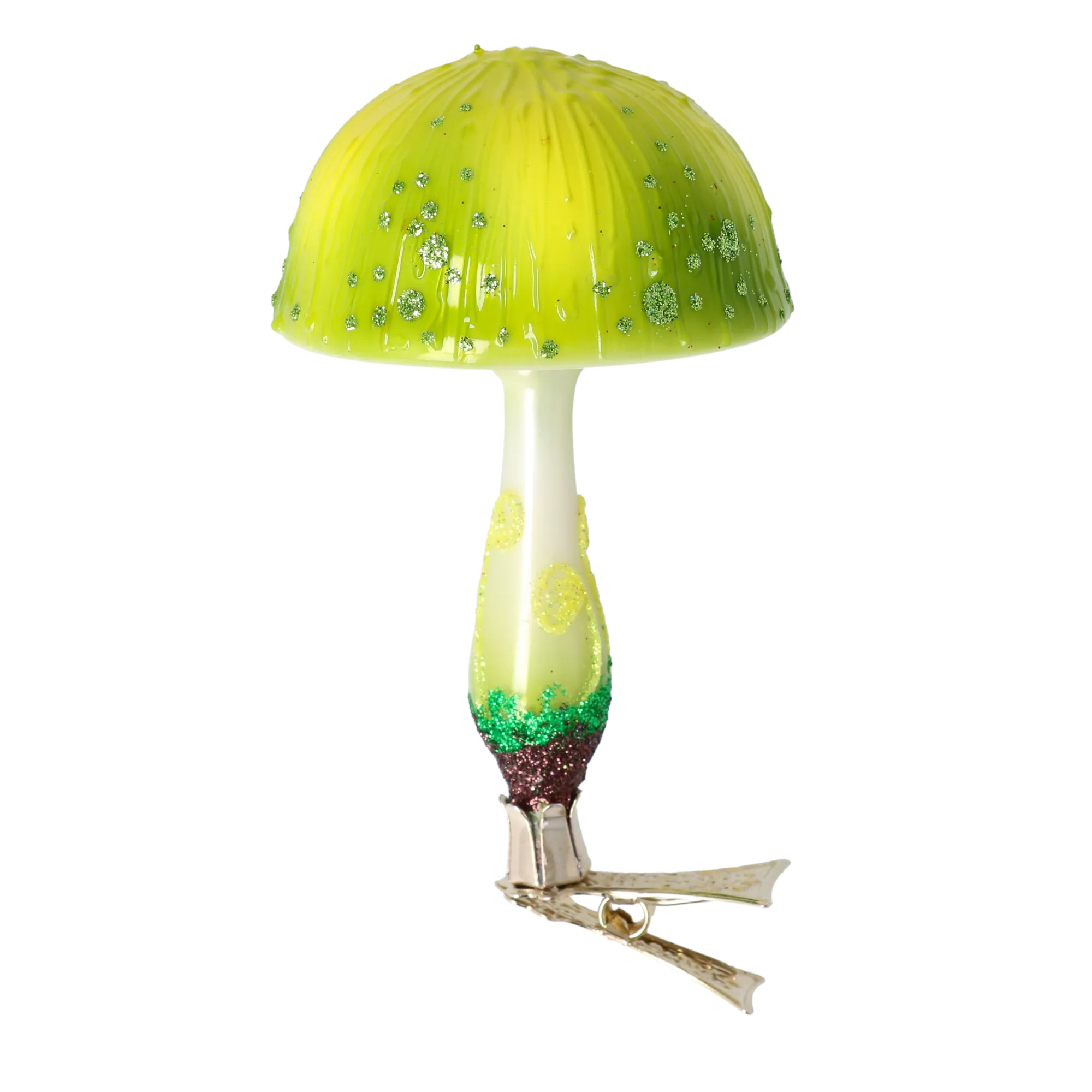 Fairy Lemon Mushroom. Handmade Glass Christmas ornament. 2022-680