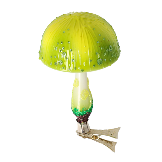 Fairy Lemon Mushroom. Handmade Glass Christmas ornament. 2022-680