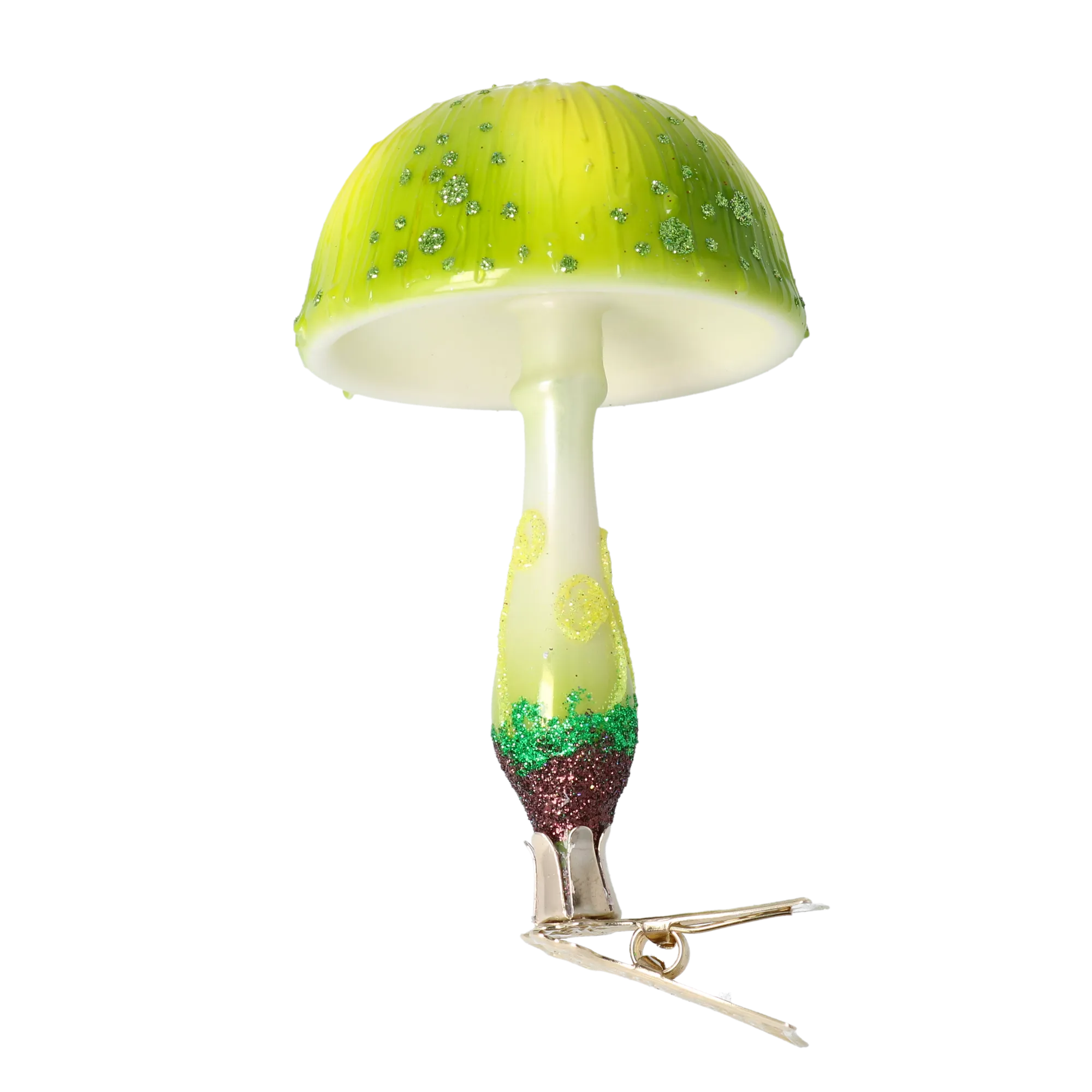 Fairy Lemon Mushroom. Handmade Glass Christmas ornament. 2022-680