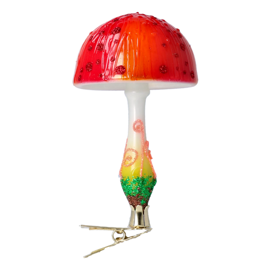 Fairyland's Mushroom. Handmade Glass Christmas ornament. 2022-681