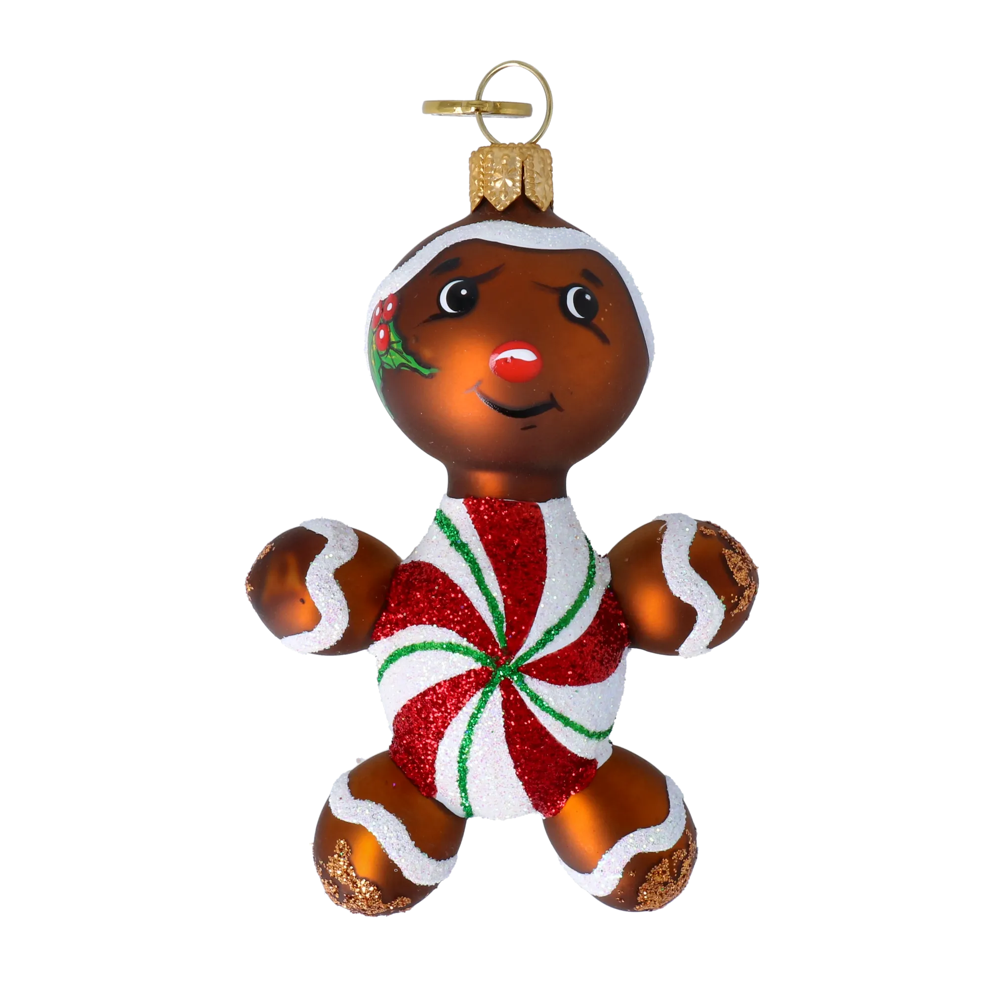 Peppermint Swirl Ginger Man Premium christmas glass ornament 2022-684