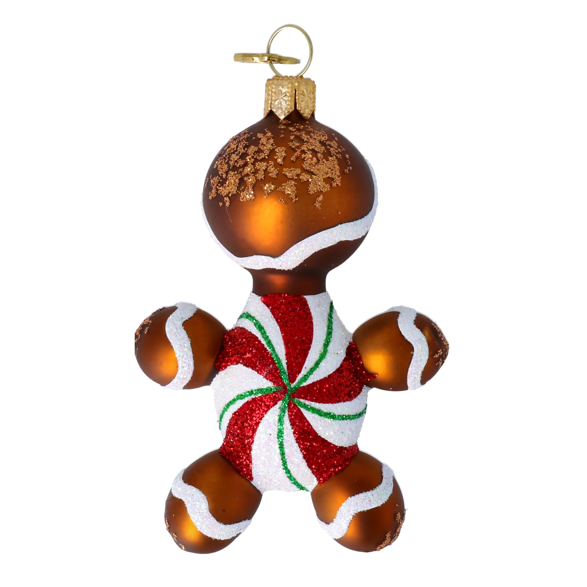 Peppermint Swirl Ginger Man Premium christmas glass ornament 2022-684