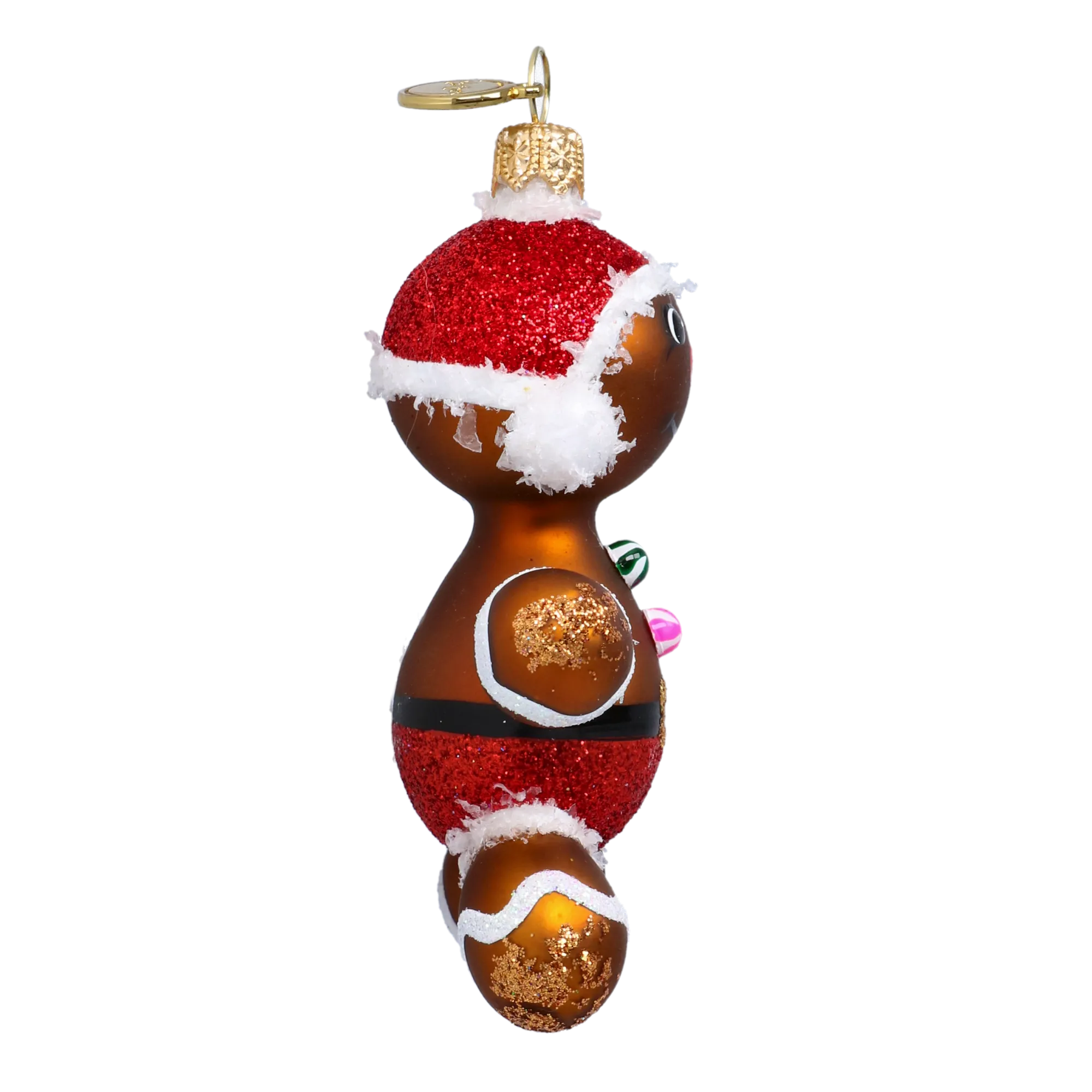 Frosted Crimson Gingerbread Premium christmas glass ornament 2022-685