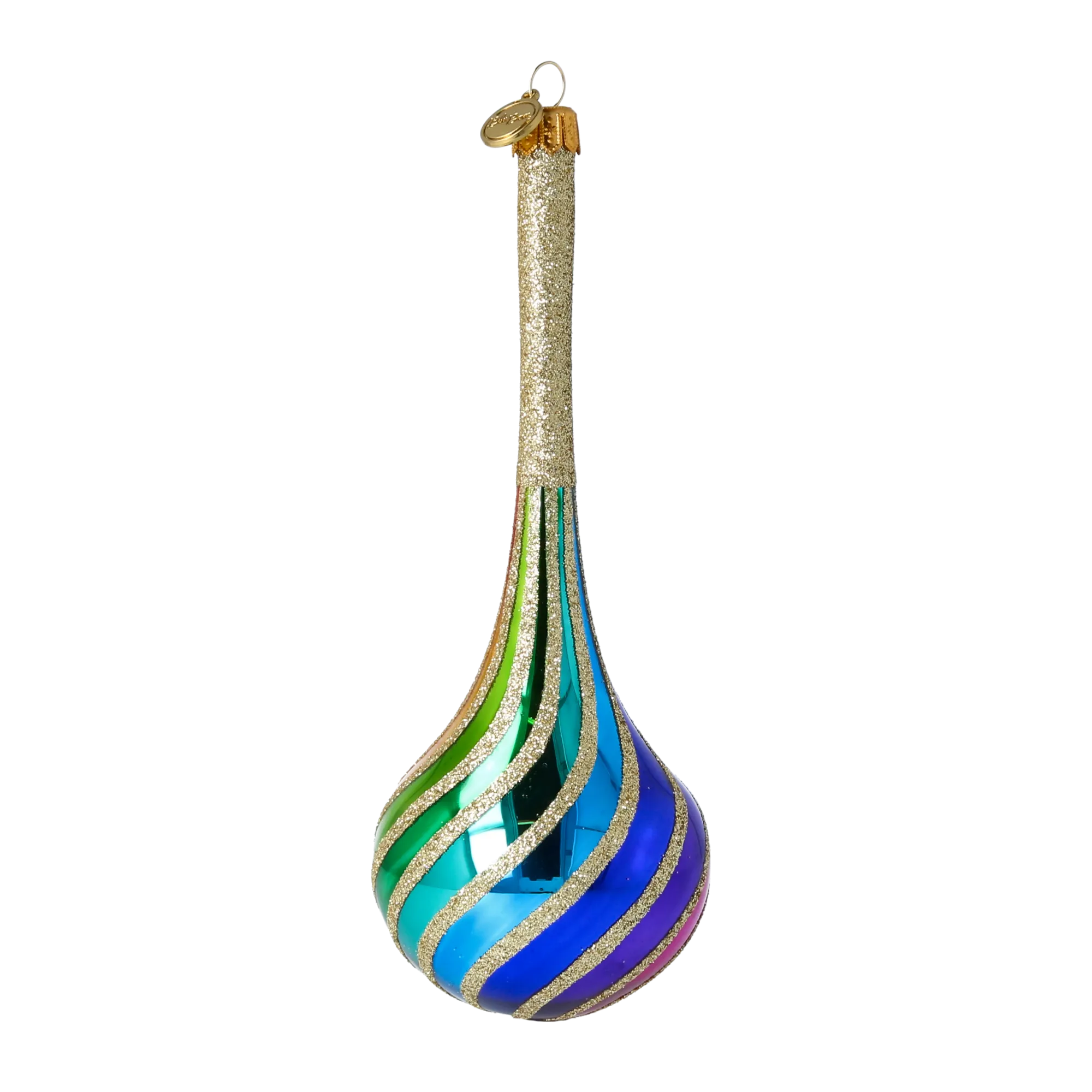 Rainbow Twirl  Handmade Glass Christmas ornament. 2022-686
