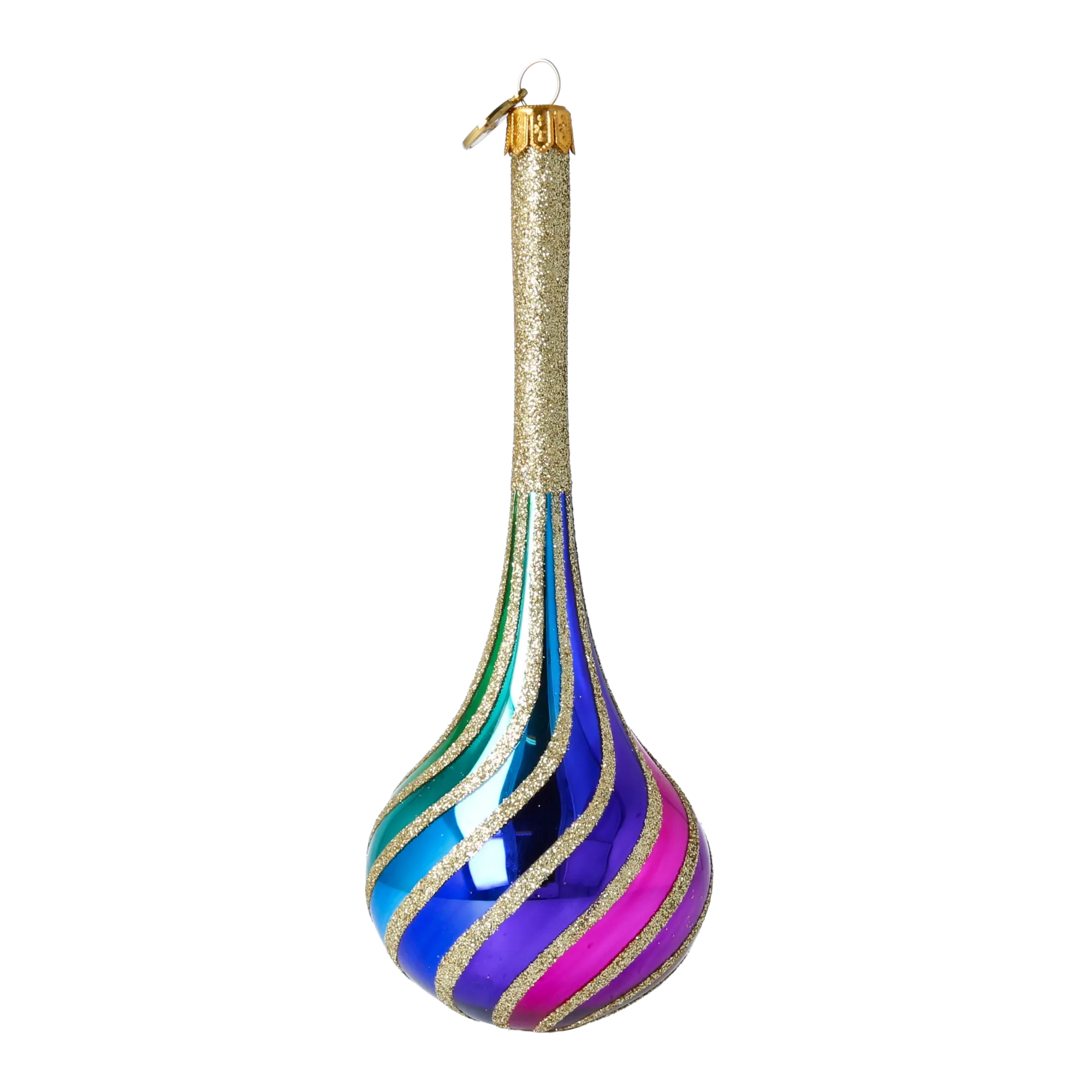 Rainbow Twirl  Handmade Glass Christmas ornament. 2022-686