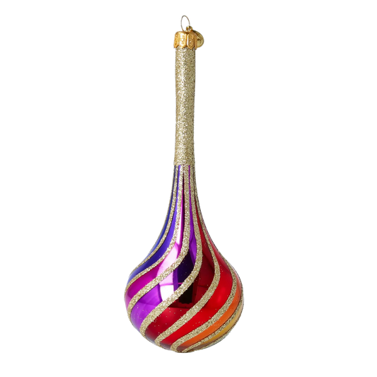 Rainbow Twirl  Handmade Glass Christmas ornament. 2022-686