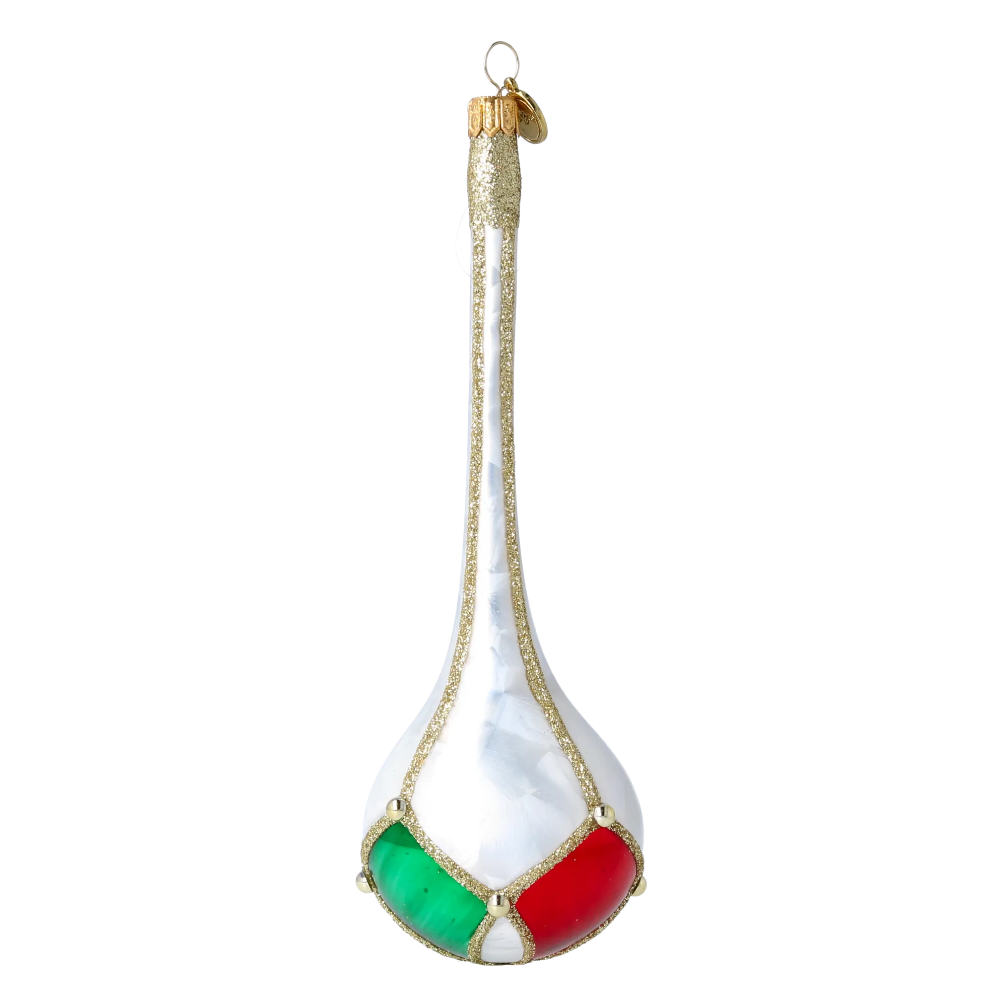 Elegant Teardrop Jewel Handmade Glass Christmas ornament. 2022-687