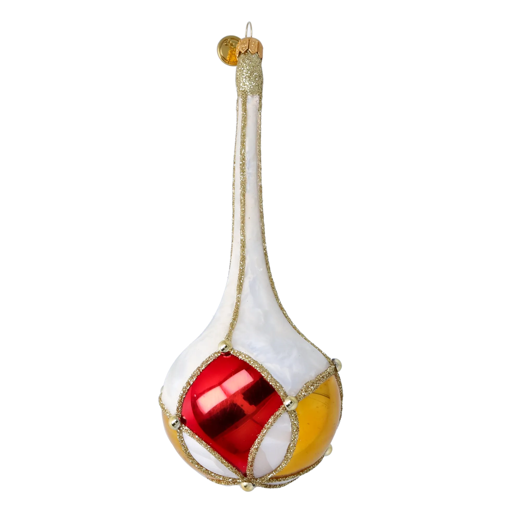 Pearl and Crimson Gilded Drop Premium christmas glass ornament 2022-688
