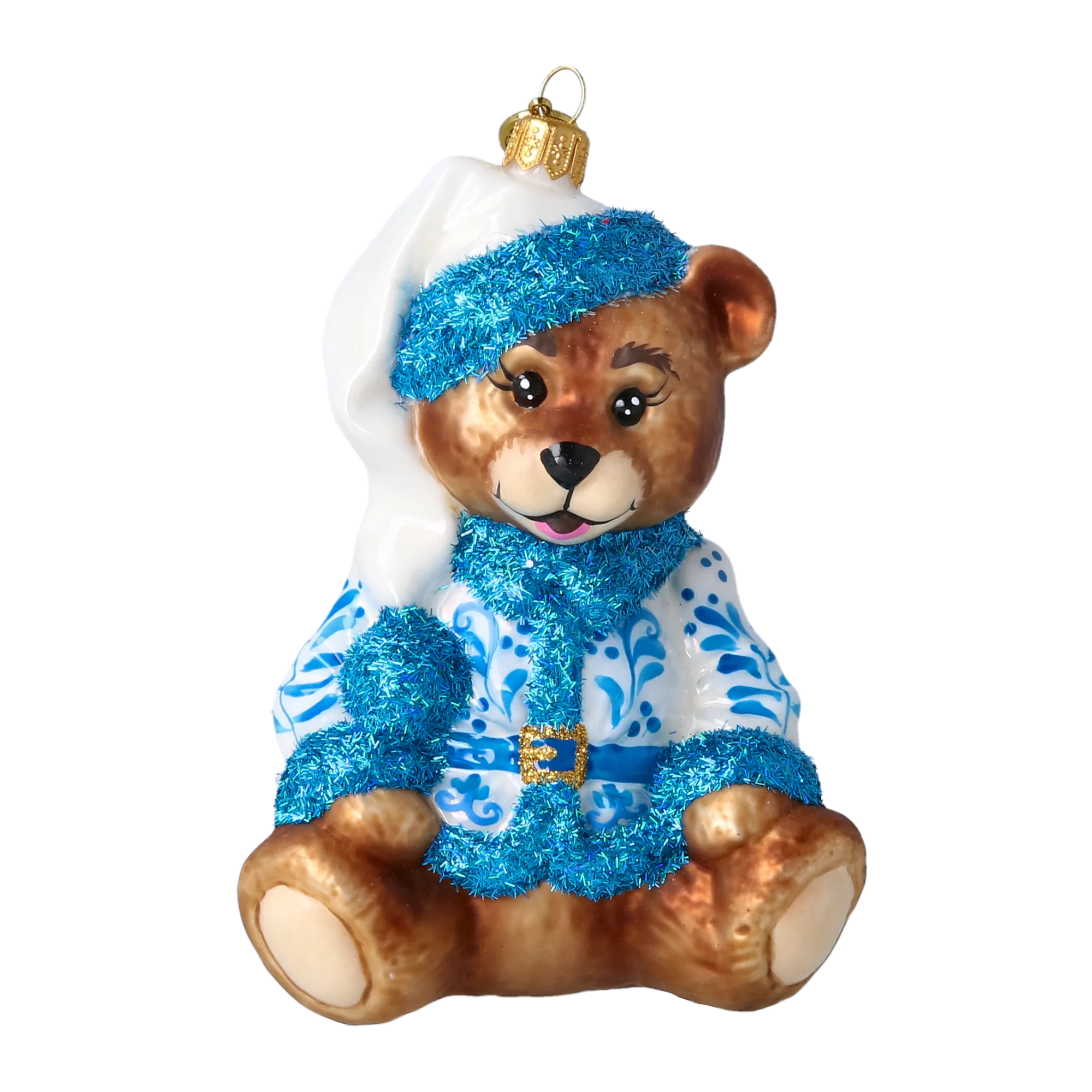 Azure Santa Teddy Premium christmas glass ornament 2022-689