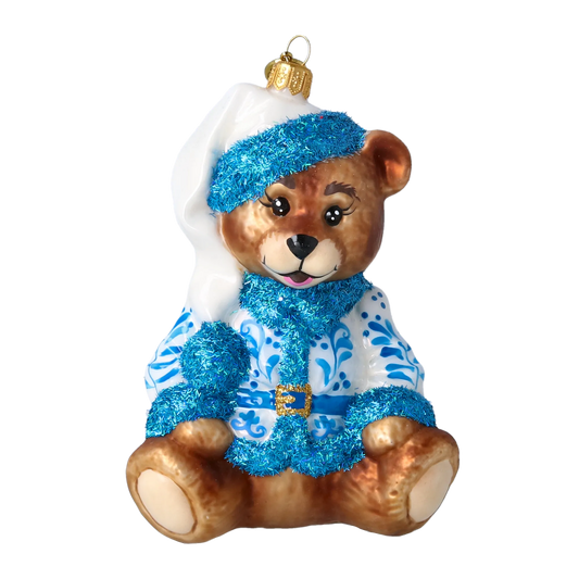 Azure Santa Teddy Premium christmas glass ornament 2022-689