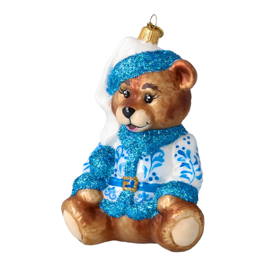Azure Santa Teddy Premium christmas glass ornament 2022-689