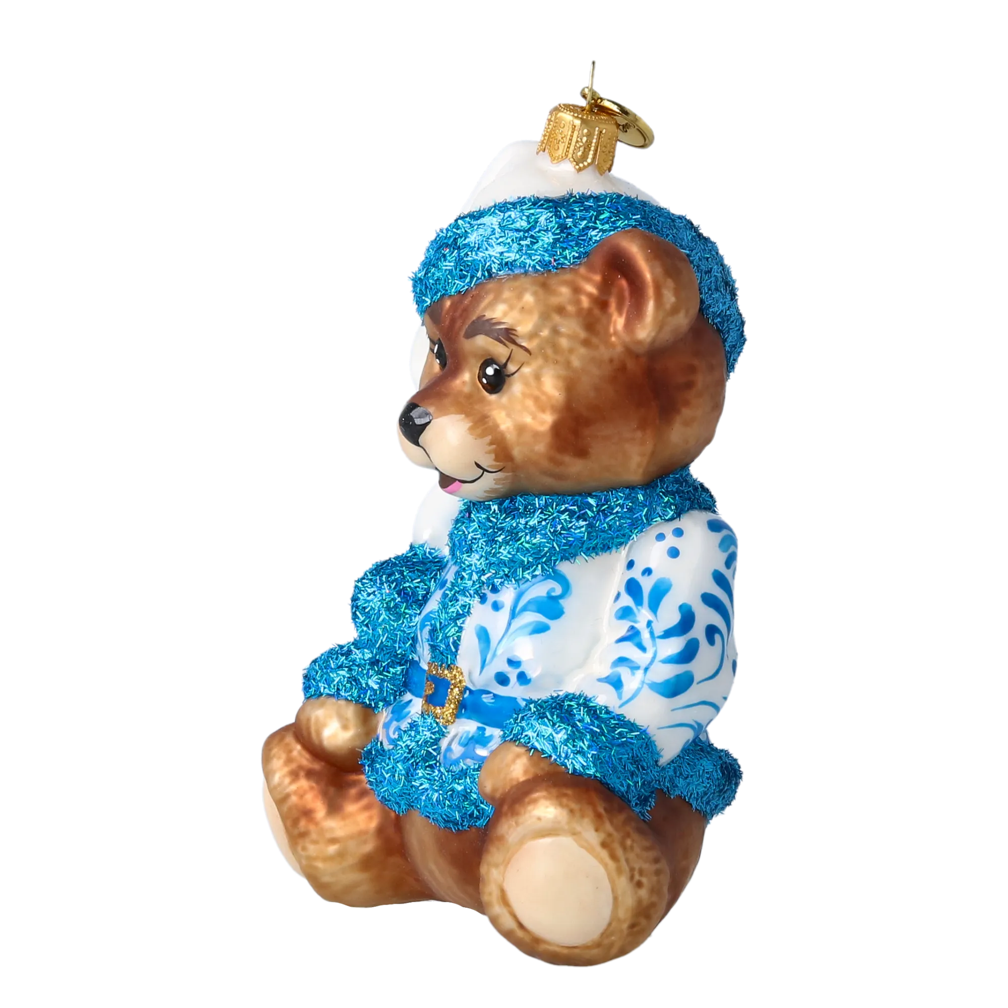 Azure Santa Teddy Premium christmas glass ornament 2022-689