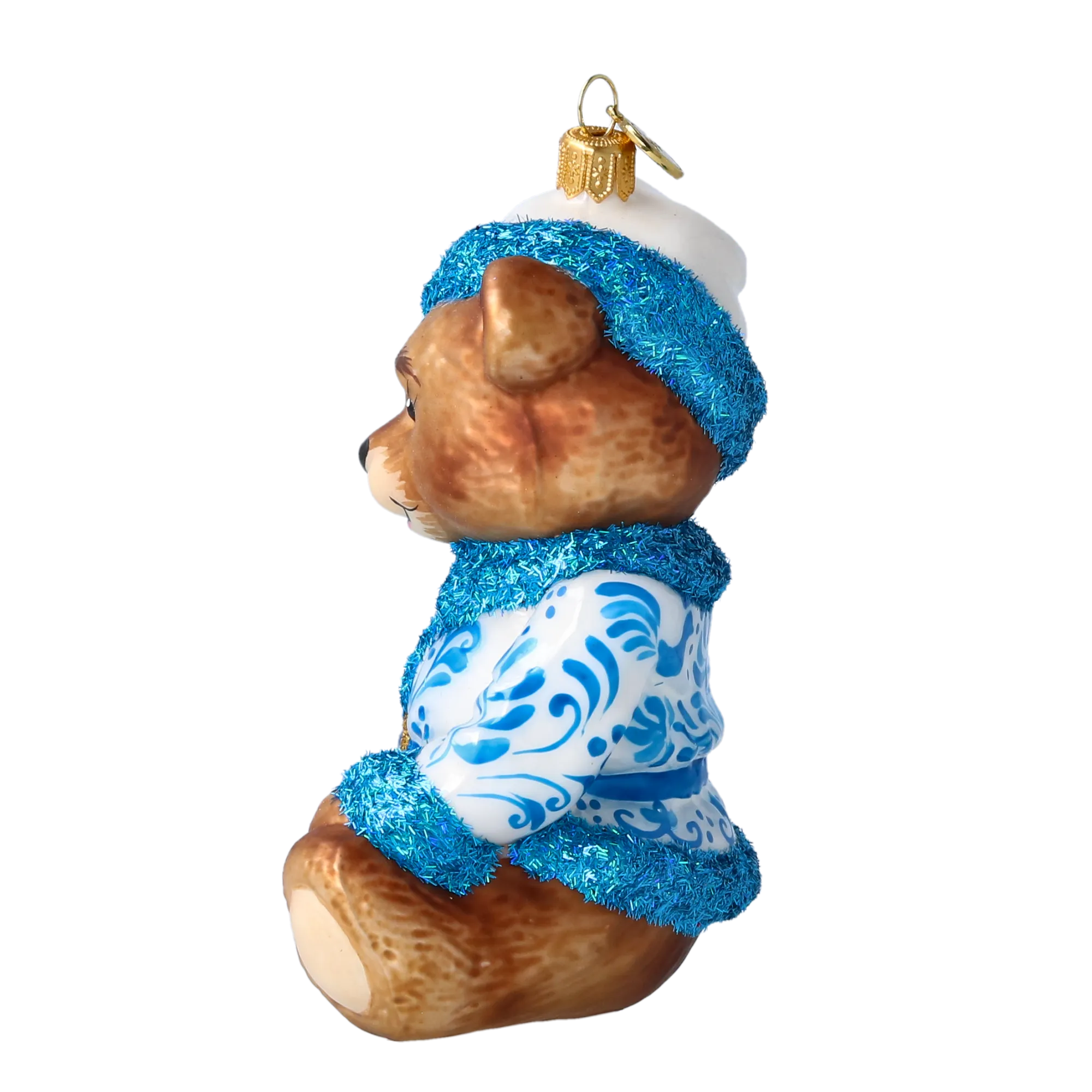 Azure Santa Teddy Premium christmas glass ornament 2022-689
