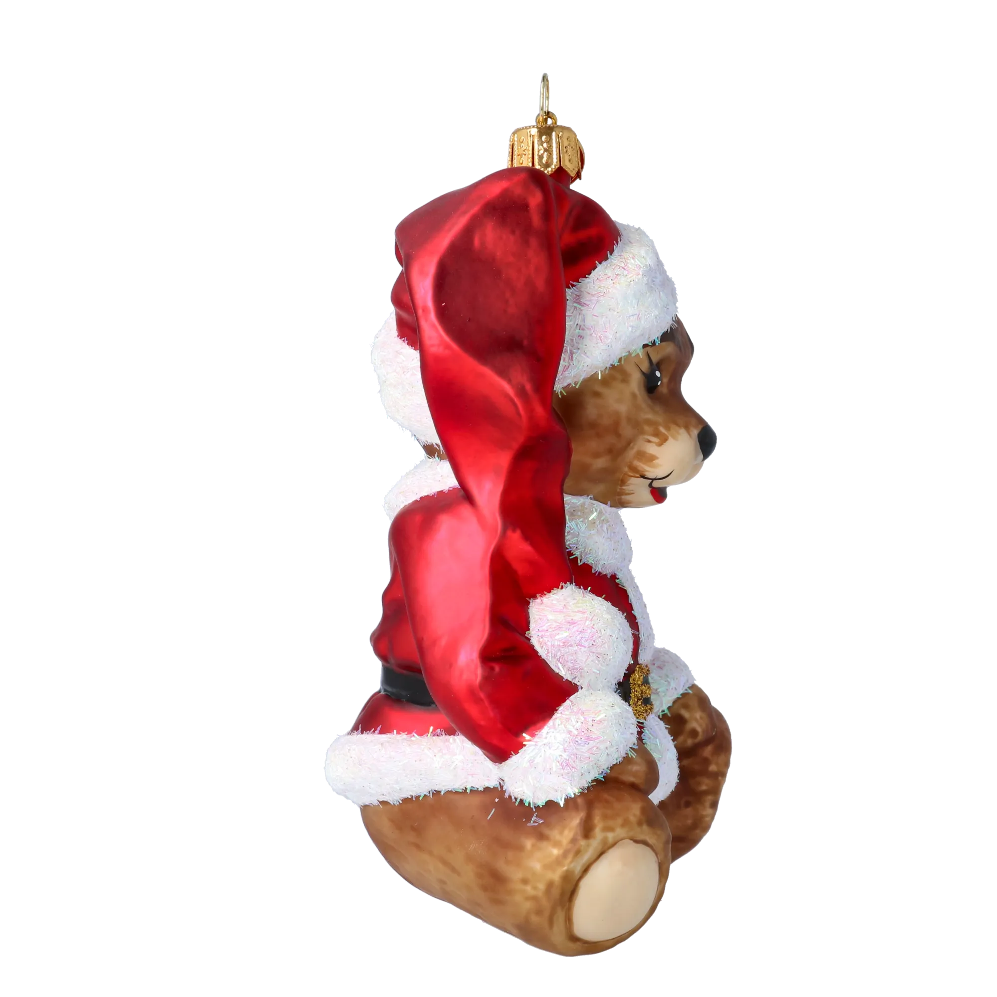 Crimson Santa Teddy Premium christmas glass ornament 2022-695