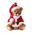 Załaduj obraz do przeglądarki galerii, Crimson Santa Teddy Premium christmas glass ornament 2022-696
