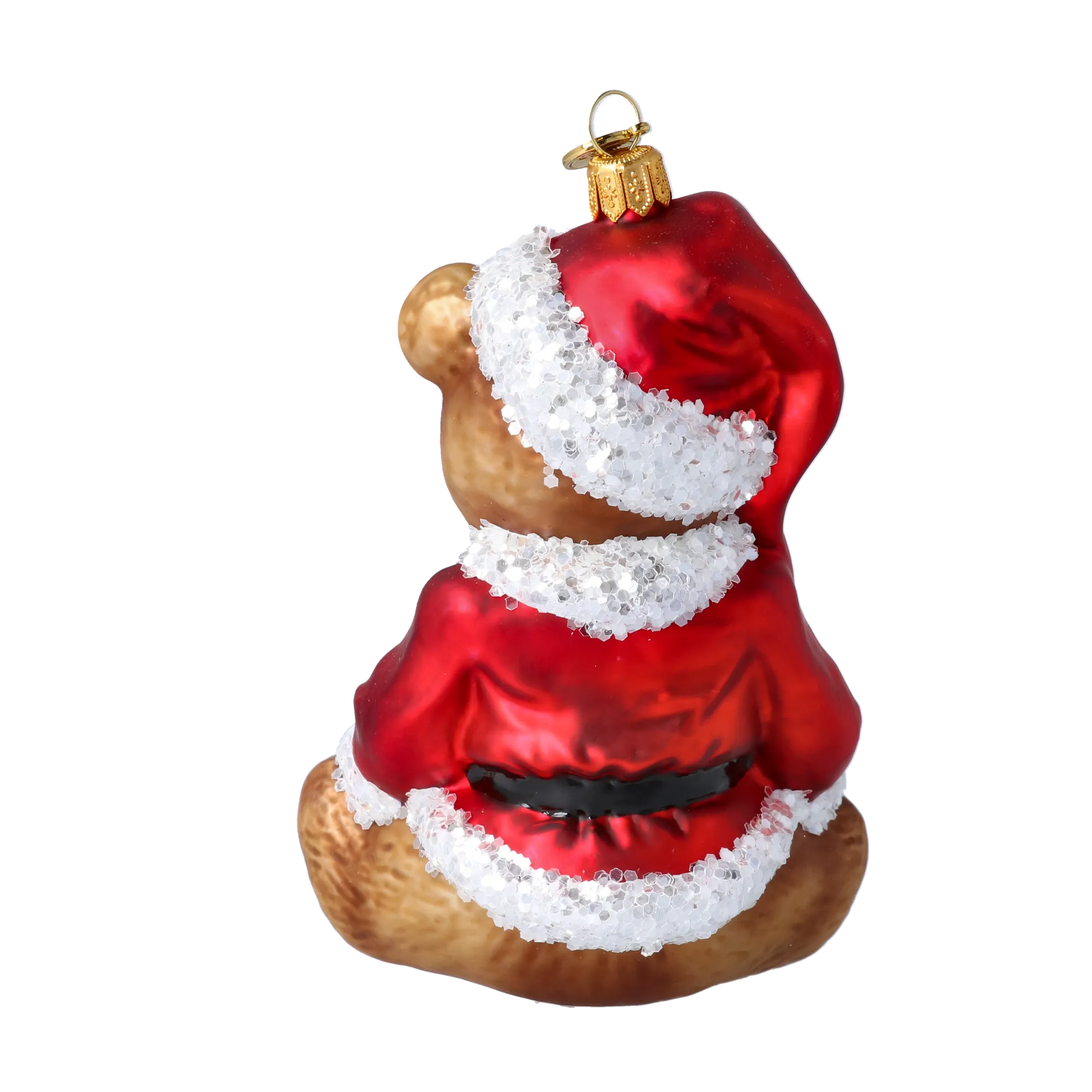 Crimson Santa Teddy Premium christmas glass ornament 2022-696