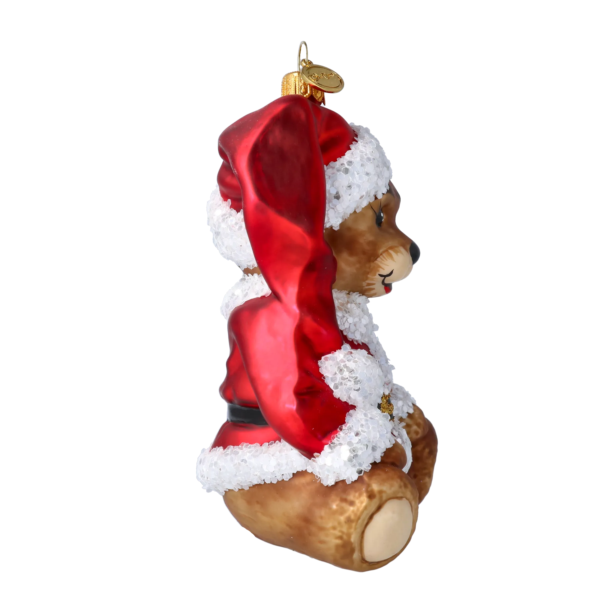 Crimson Santa Teddy Premium christmas glass ornament 2022-696
