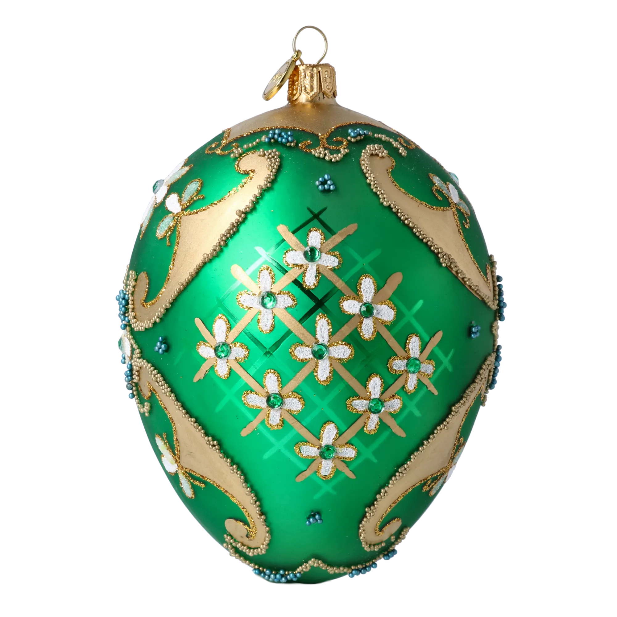 Egg Emerald Brilliance. Handmade Glass Christmas ornament. 2022-697