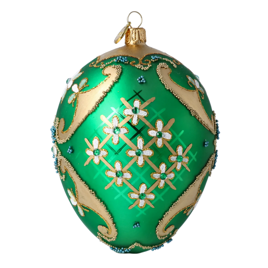 Egg Emerald Brilliance. Handmade Glass Christmas ornament. 2022-697