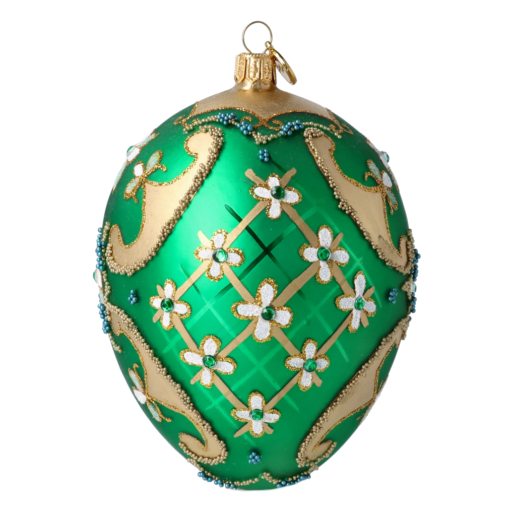 Emerald Garden Reverie | Hand-Painted Glass Ornament | Blubom 2022-697