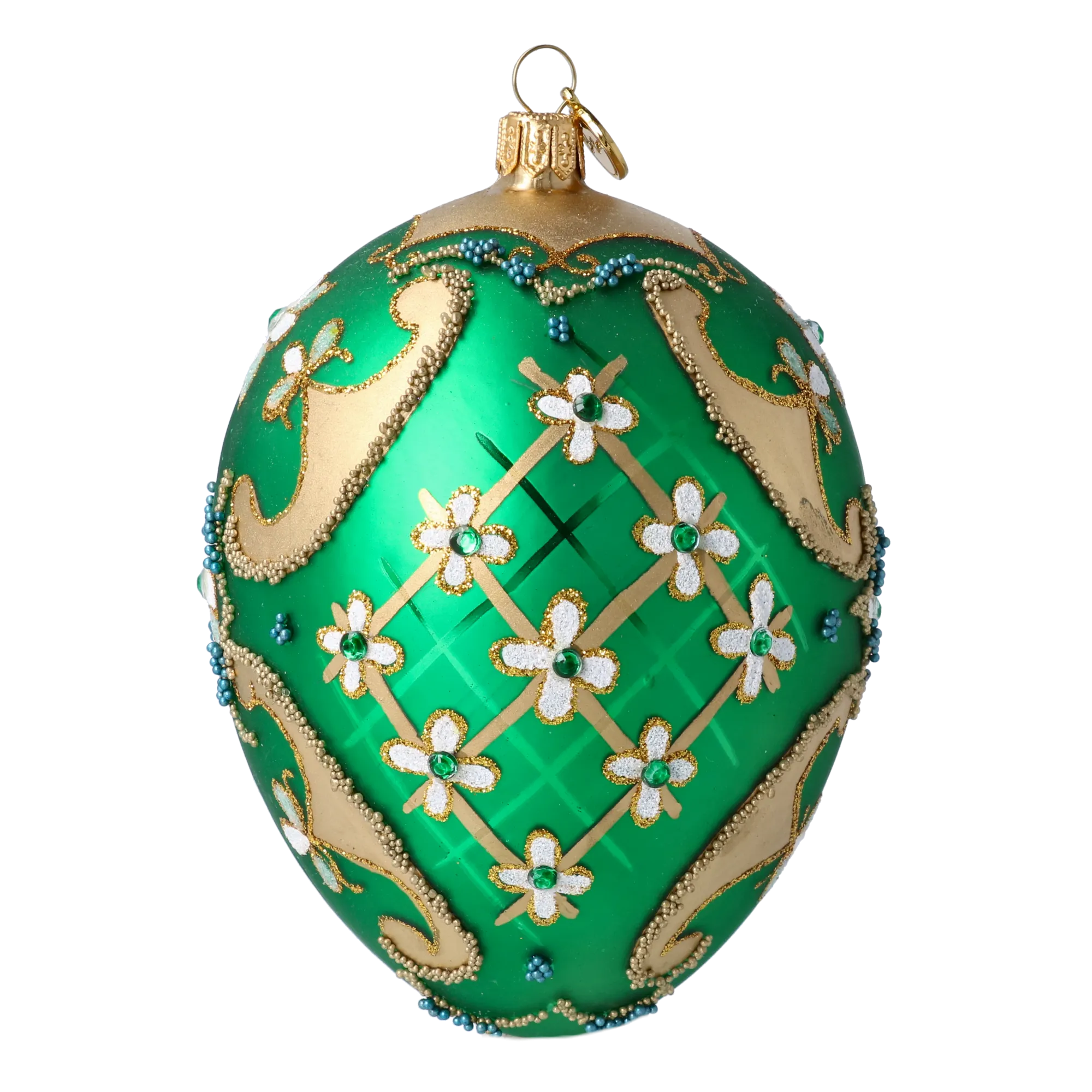 Egg Emerald Brilliance. Handmade Glass Christmas ornament. 2022-697