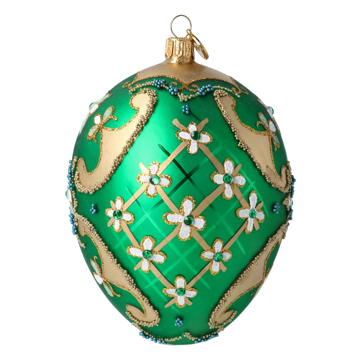 Emerald Garden Reverie | Hand-Painted Glass Ornament | Blubom 2022-697