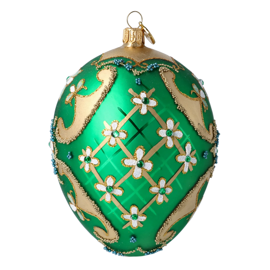 Egg Emerald Brilliance. Handmade Glass Christmas ornament. 2022-697