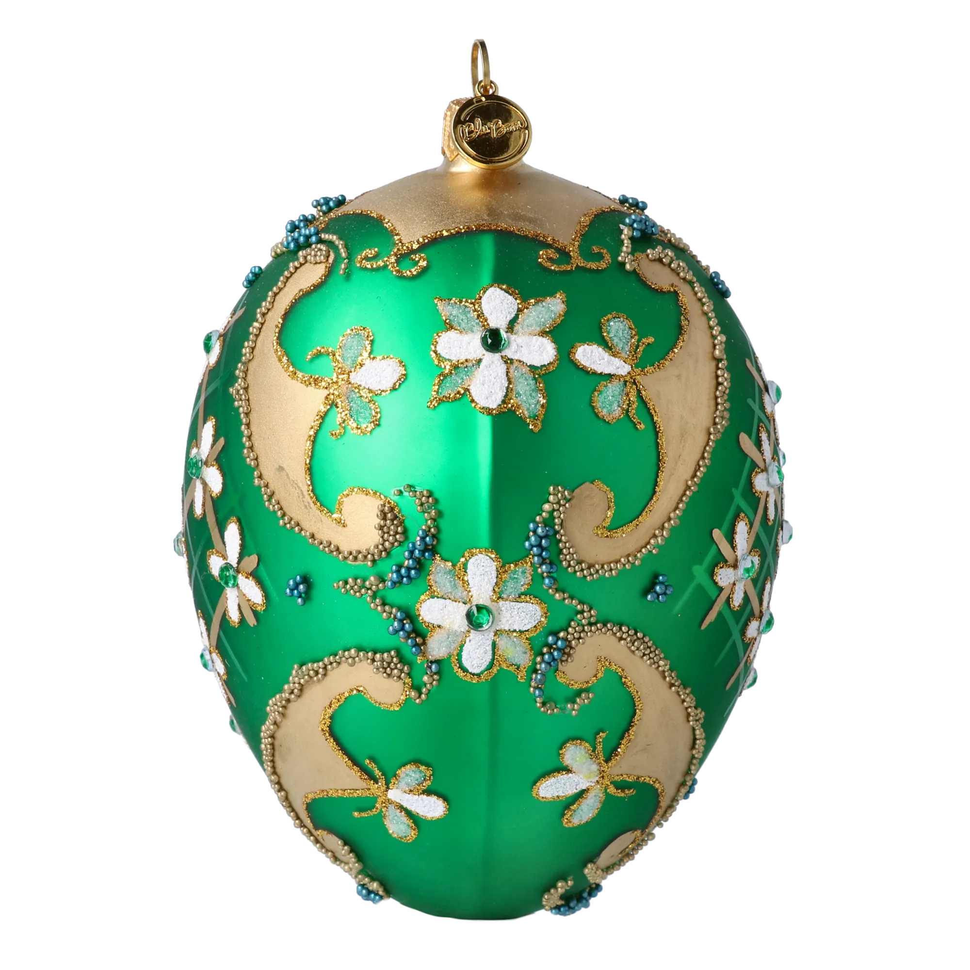 Egg Emerald Brilliance. Handmade Glass Christmas ornament. 2022-697
