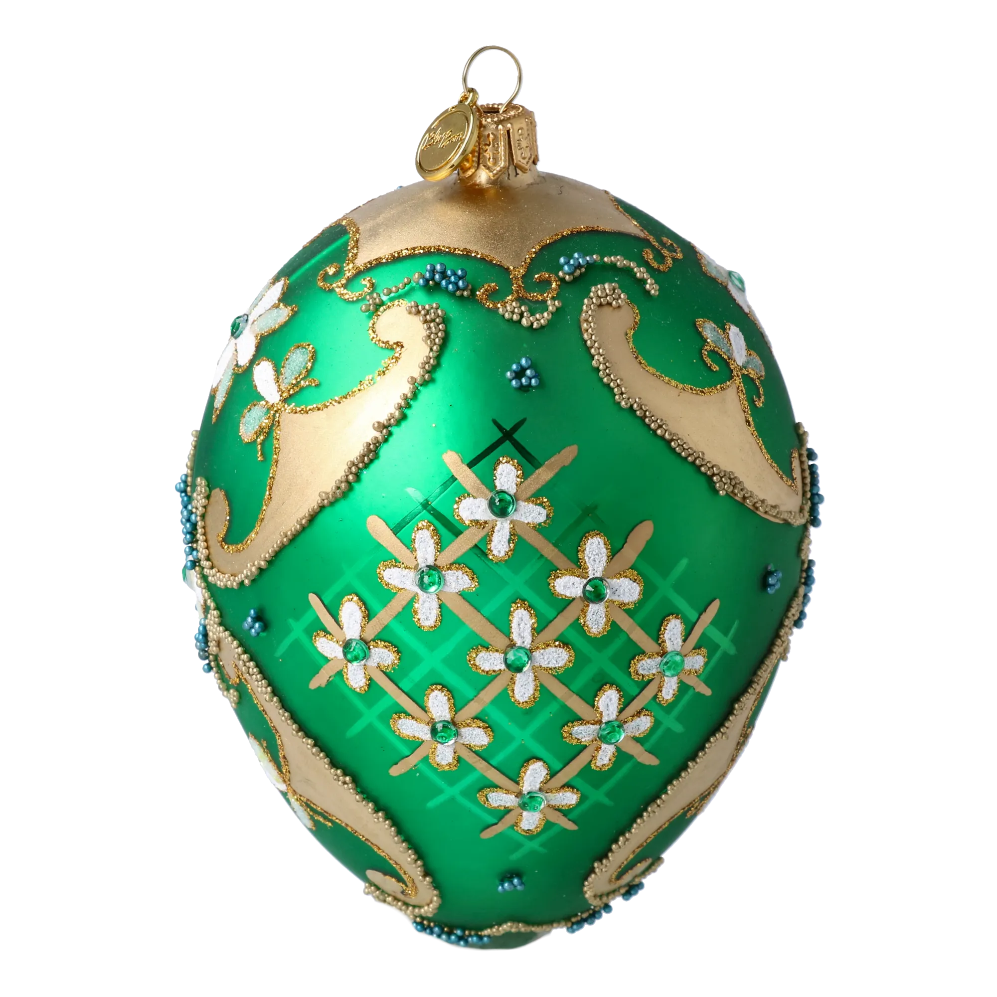 Egg Emerald Brilliance. Handmade Glass Christmas ornament. 2022-697