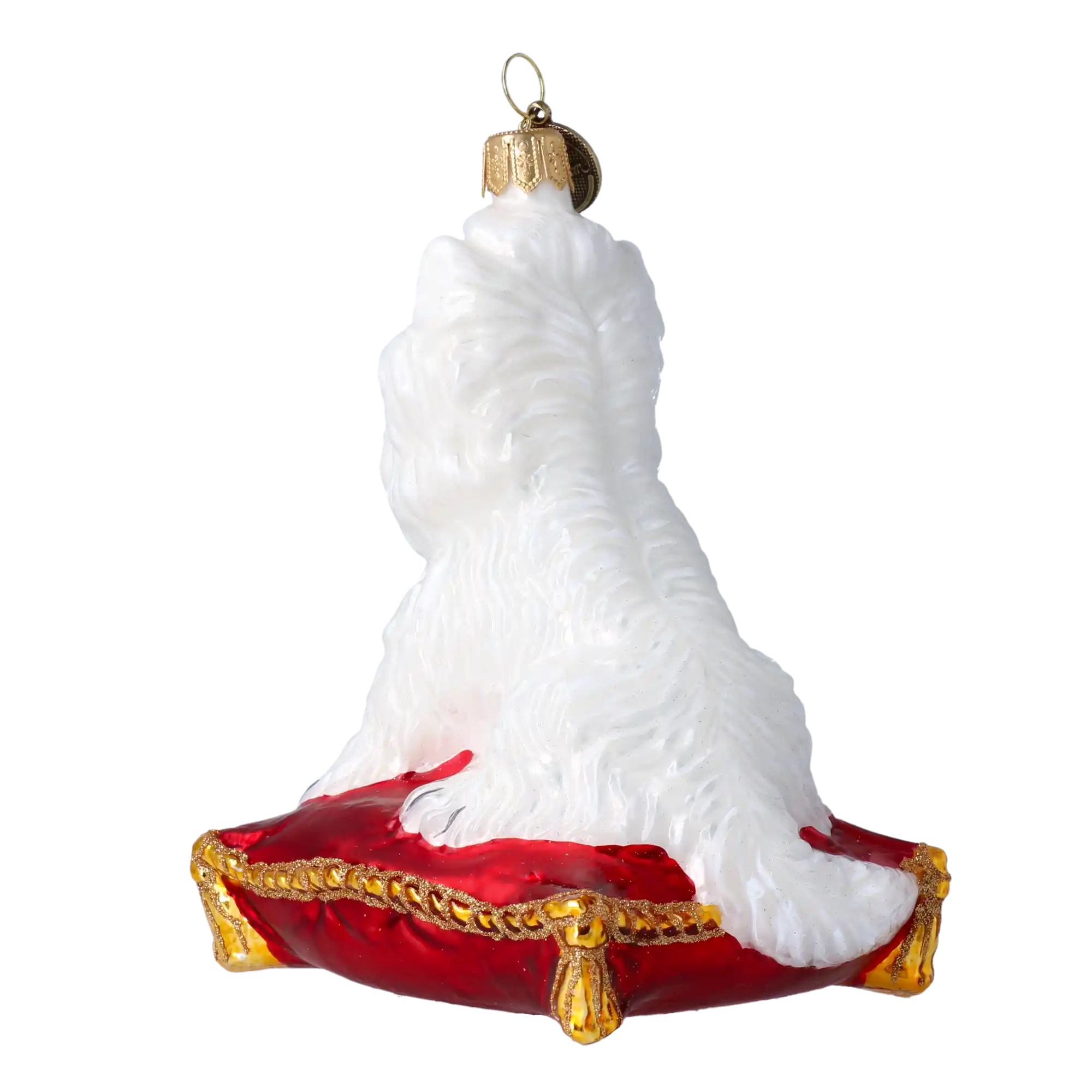 Maltańczyk na poduszce Szklana Ozdoba Pies