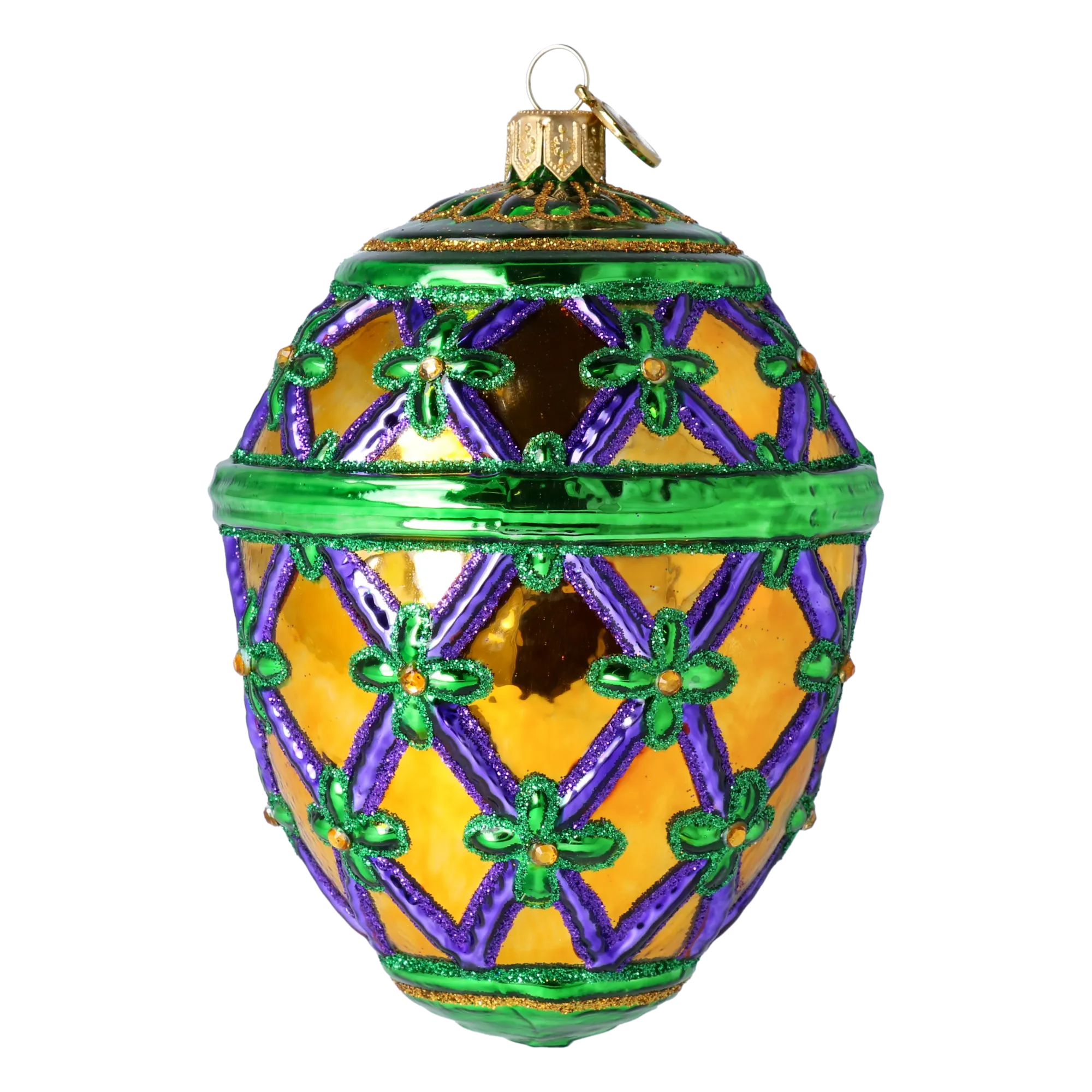 Gilded Amethyst Grandeur | Hand-Painted Glass Ornament | Blubom 2024-009